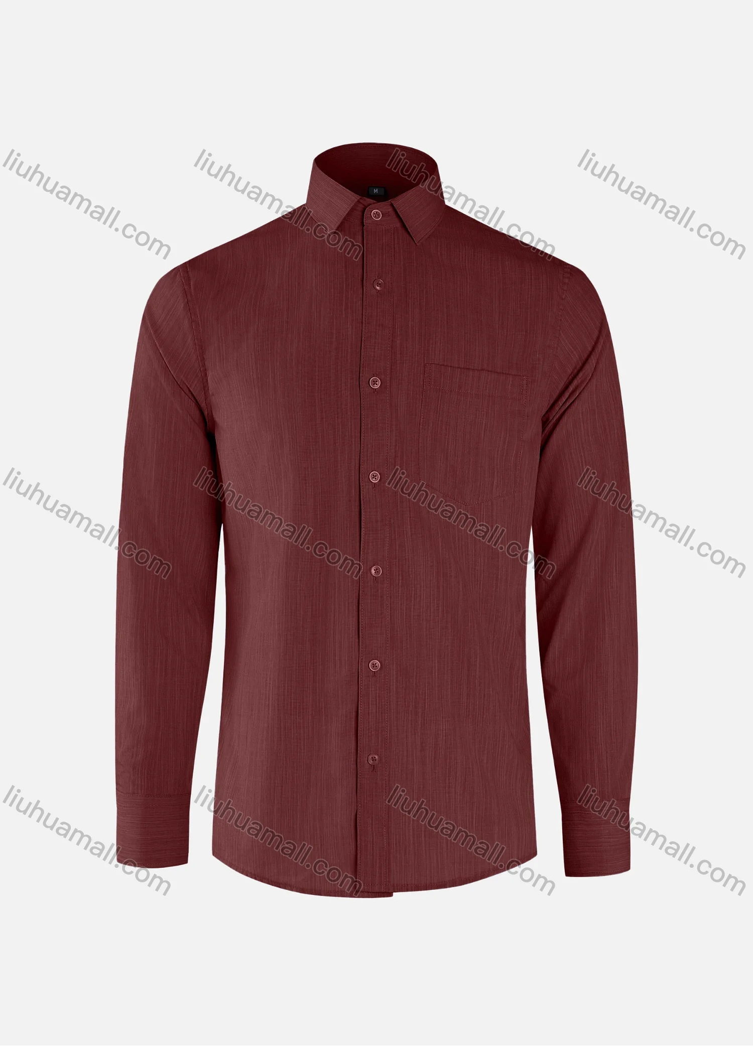Wholesale Men's Business Plain Collared Button Down Patch Pocket Long Sleeve Shirts - Liuhuamall