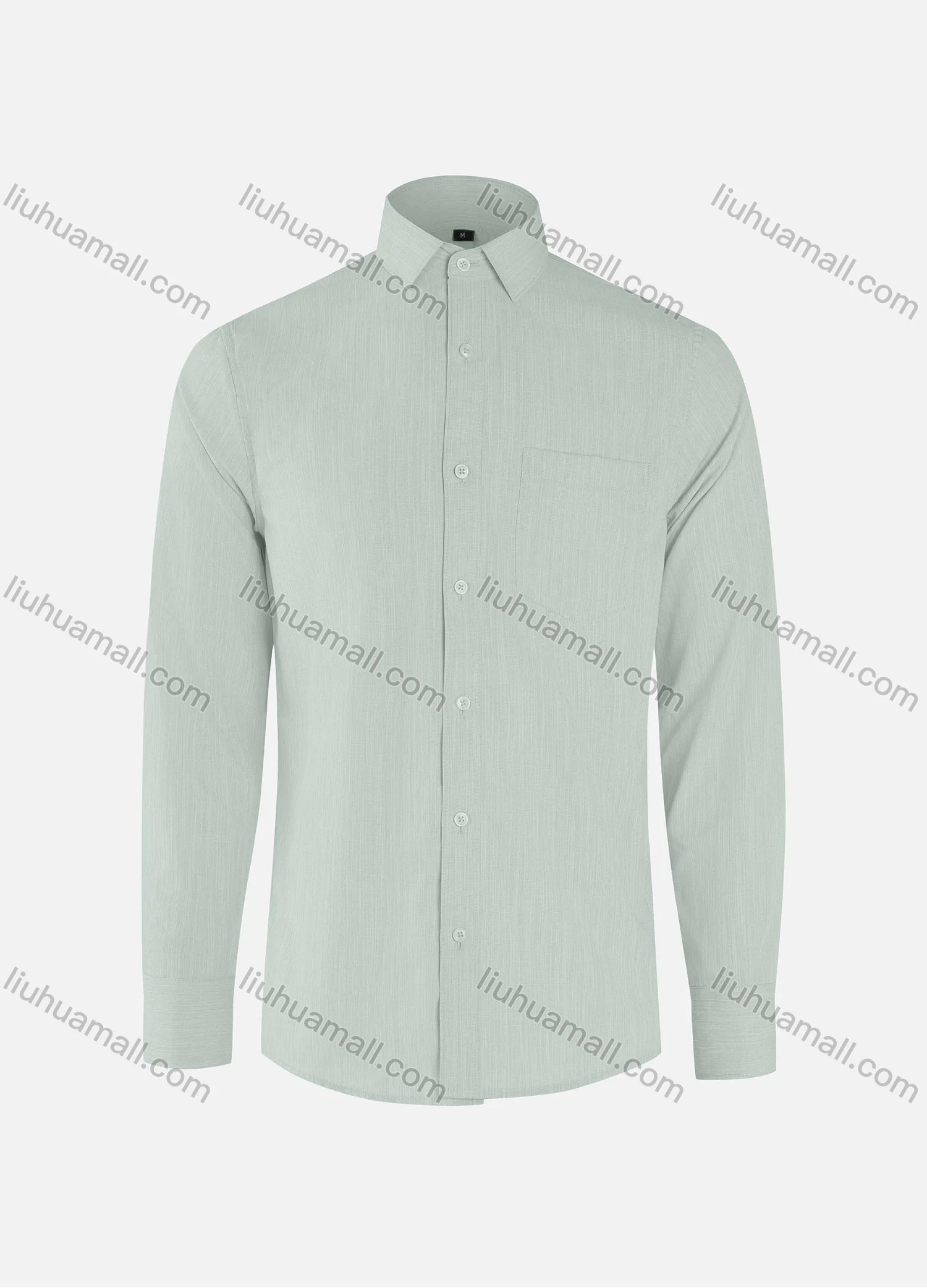 Wholesale Men's Business Plain Collared Button Down Patch Pocket Long Sleeve Shirts - Liuhuamall