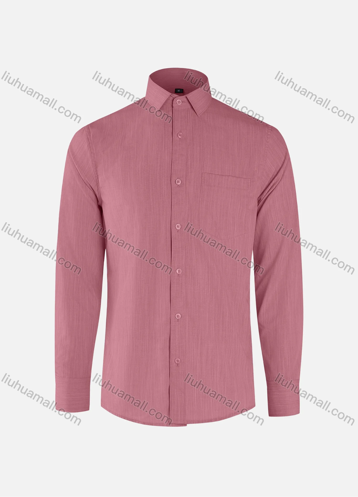 Wholesale Men's Business Plain Collared Button Down Patch Pocket Long Sleeve Shirts - Liuhuamall