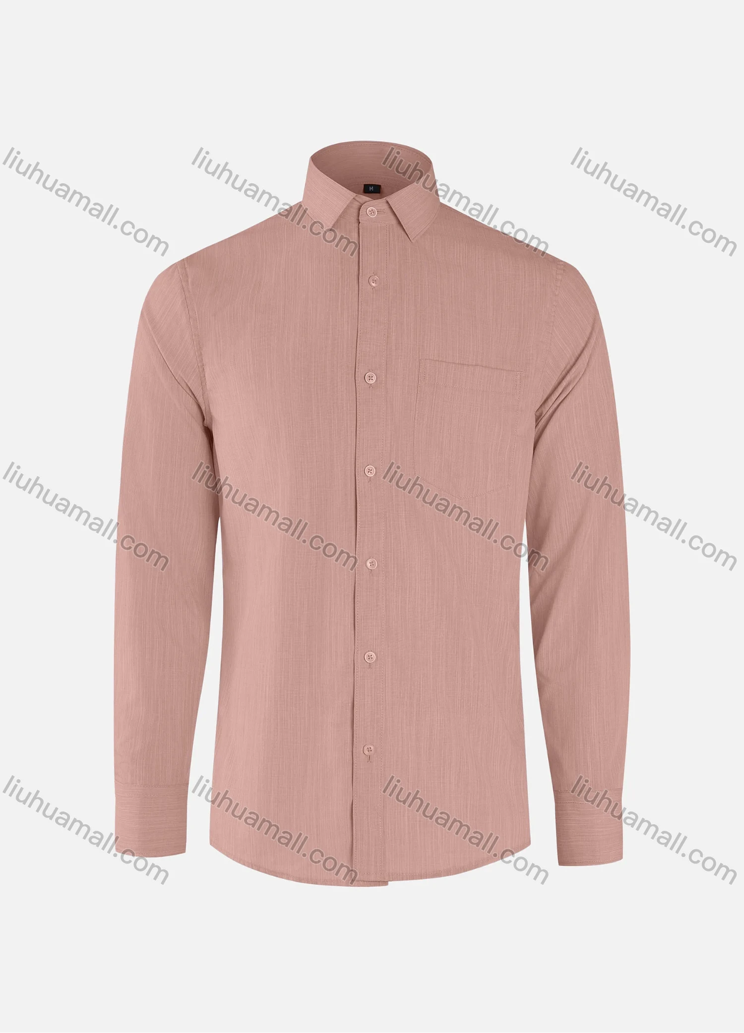 Wholesale Men's Business Plain Collared Button Down Patch Pocket Long Sleeve Shirts - Liuhuamall