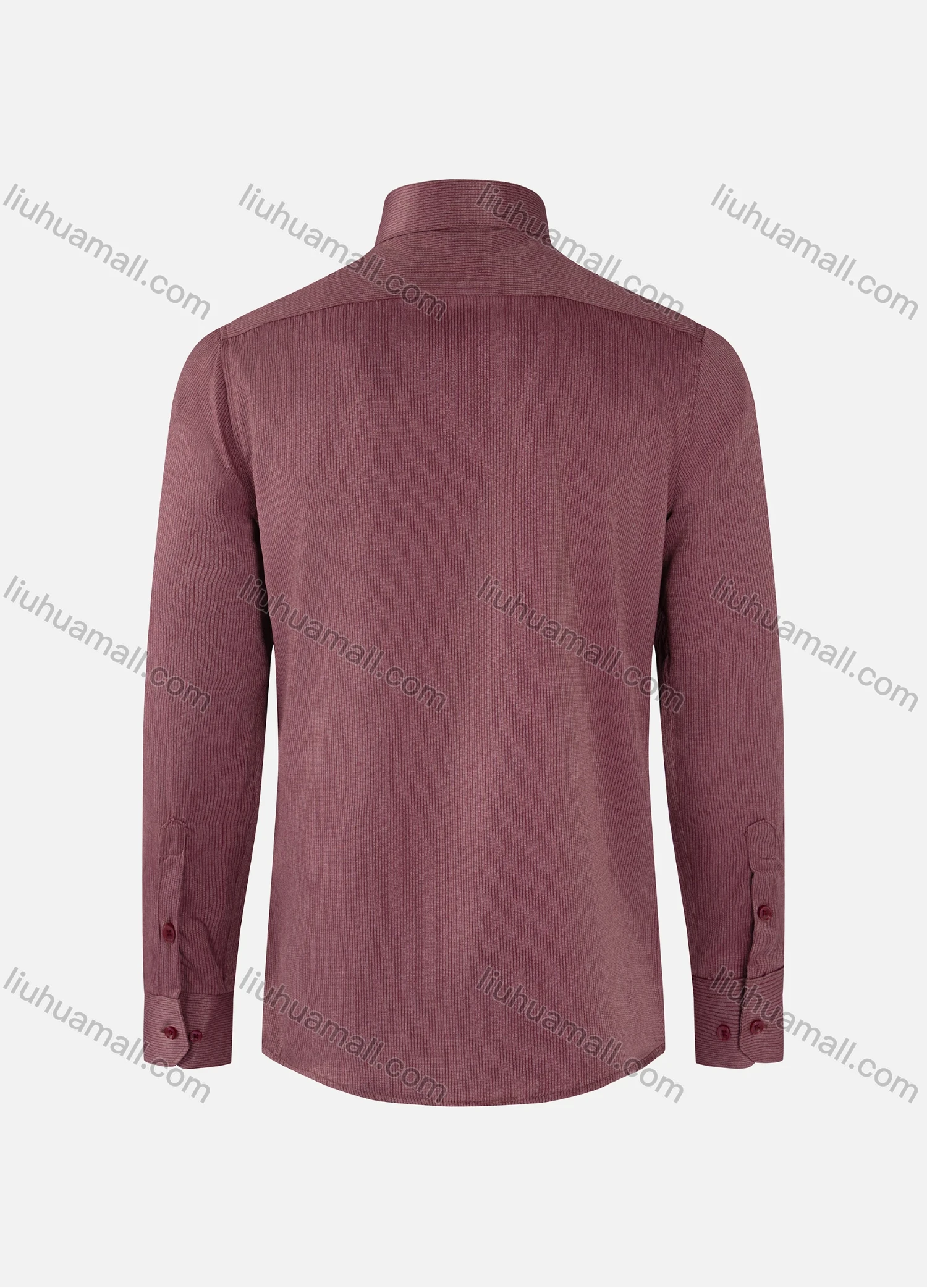 Wholesale Men's Formal Plain Ribbed Collared Button Down Patch Pocket Long Sleeve Shirts - Liuhuamall