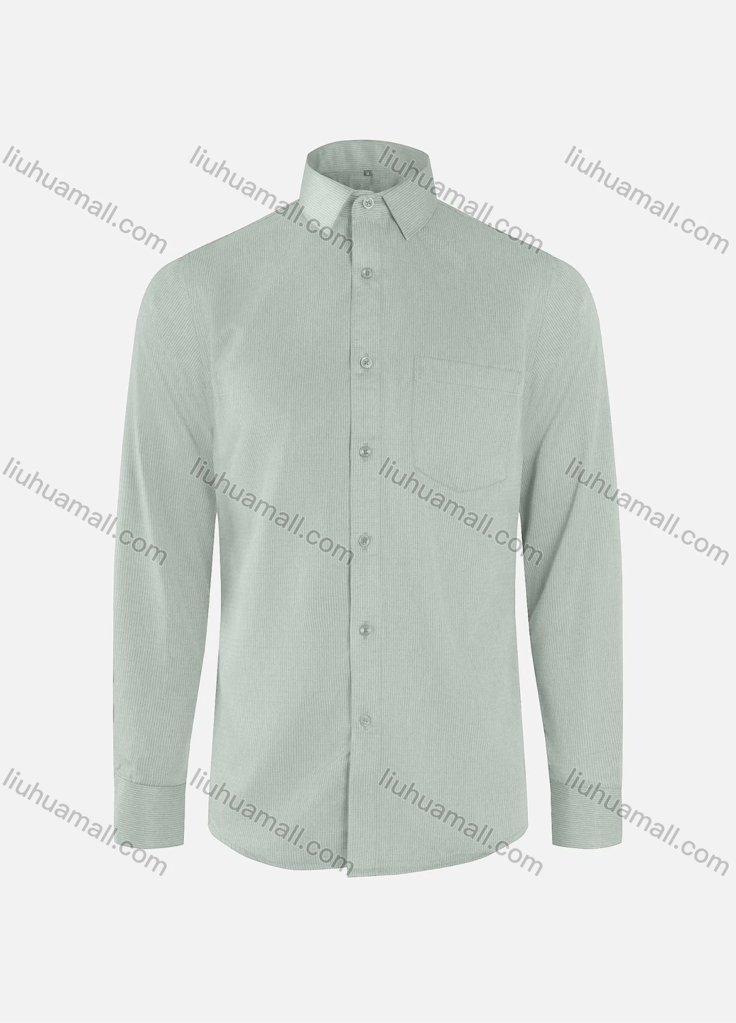 Wholesale Men's Formal Plain Ribbed Collared Button Down Patch Pocket Long Sleeve Shirts - Liuhuamall