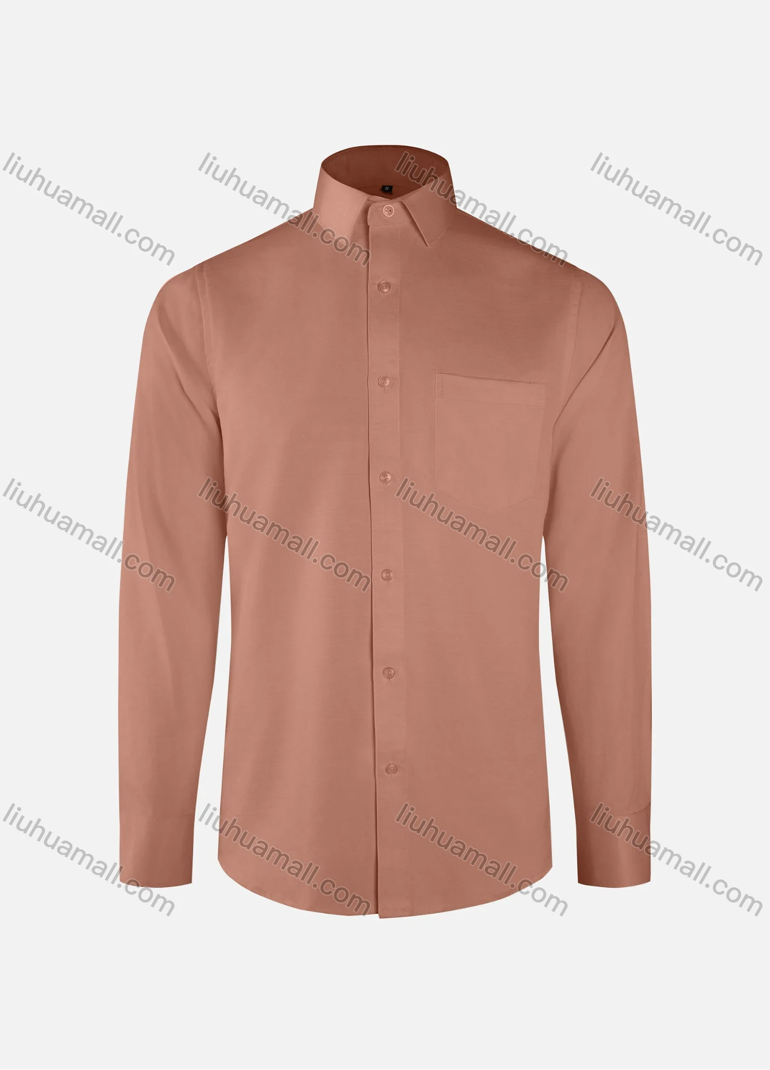Wholesale Men's Formal Plain Collared Button Down Patch Pocket Long Sleeve Shirts - Liuhuamall