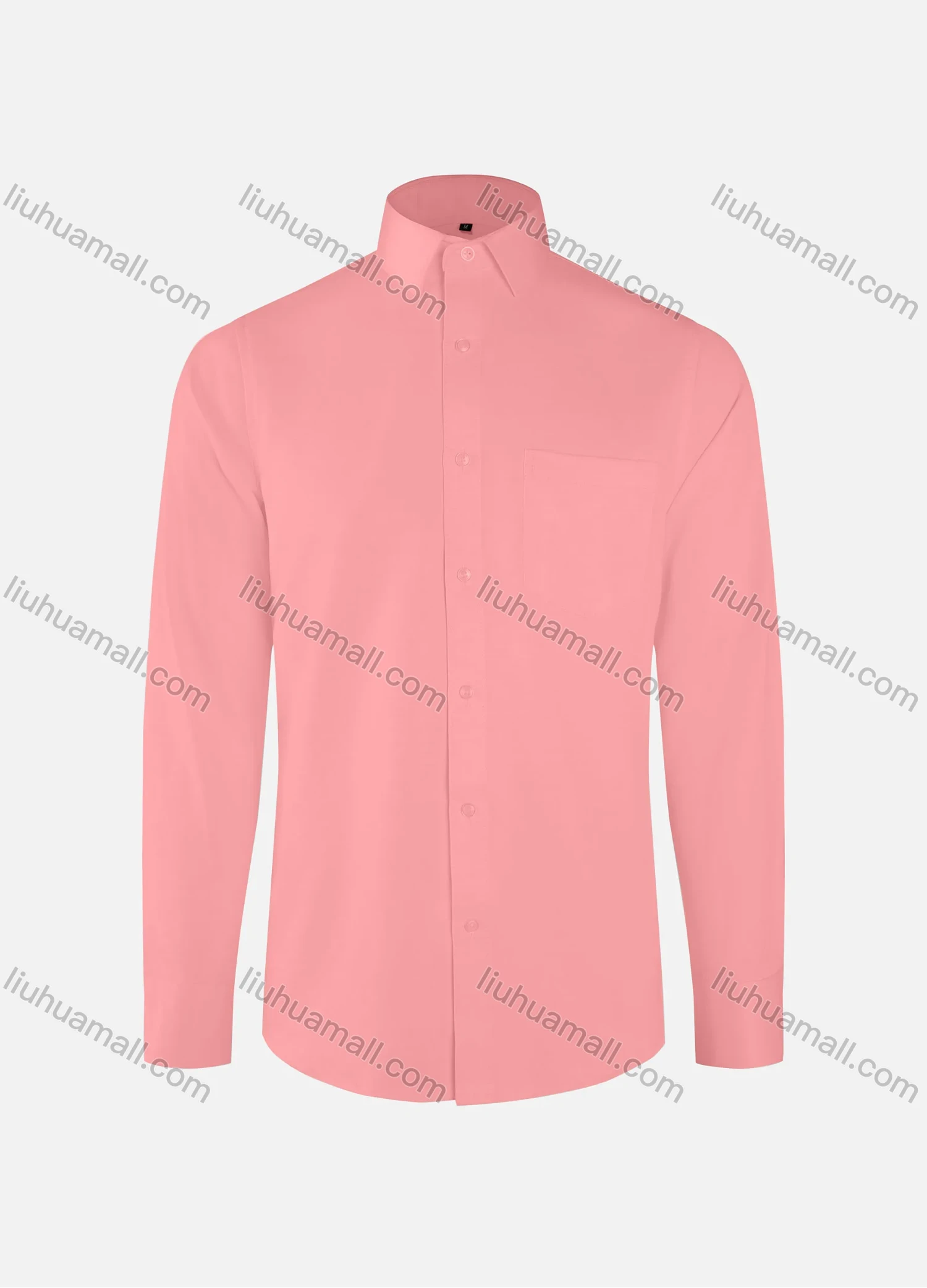 Wholesale Men's Formal Plain Collared Button Down Patch Pocket Long Sleeve Shirts - Liuhuamall