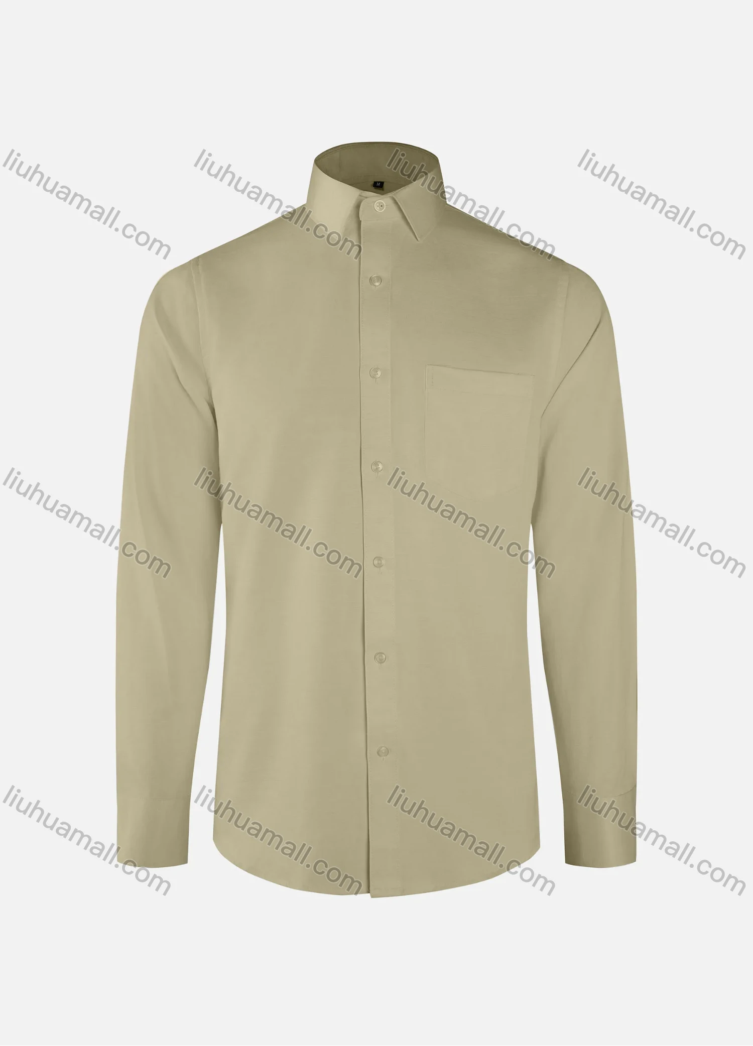 Wholesale Men's Formal Plain Collared Button Down Patch Pocket Long Sleeve Shirts - Liuhuamall
