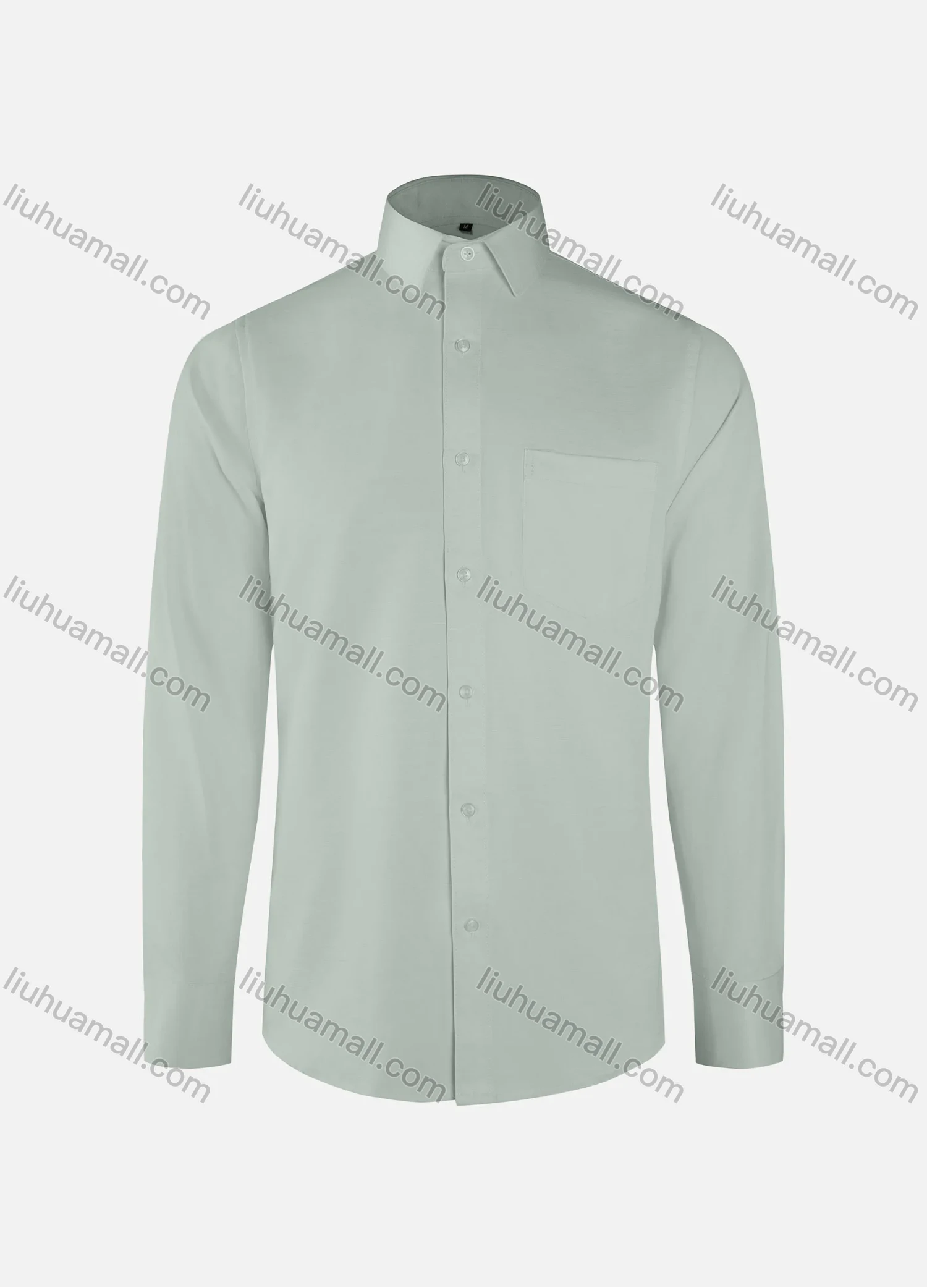 Wholesale Men's Formal Plain Collared Button Down Patch Pocket Long Sleeve Shirts - Liuhuamall