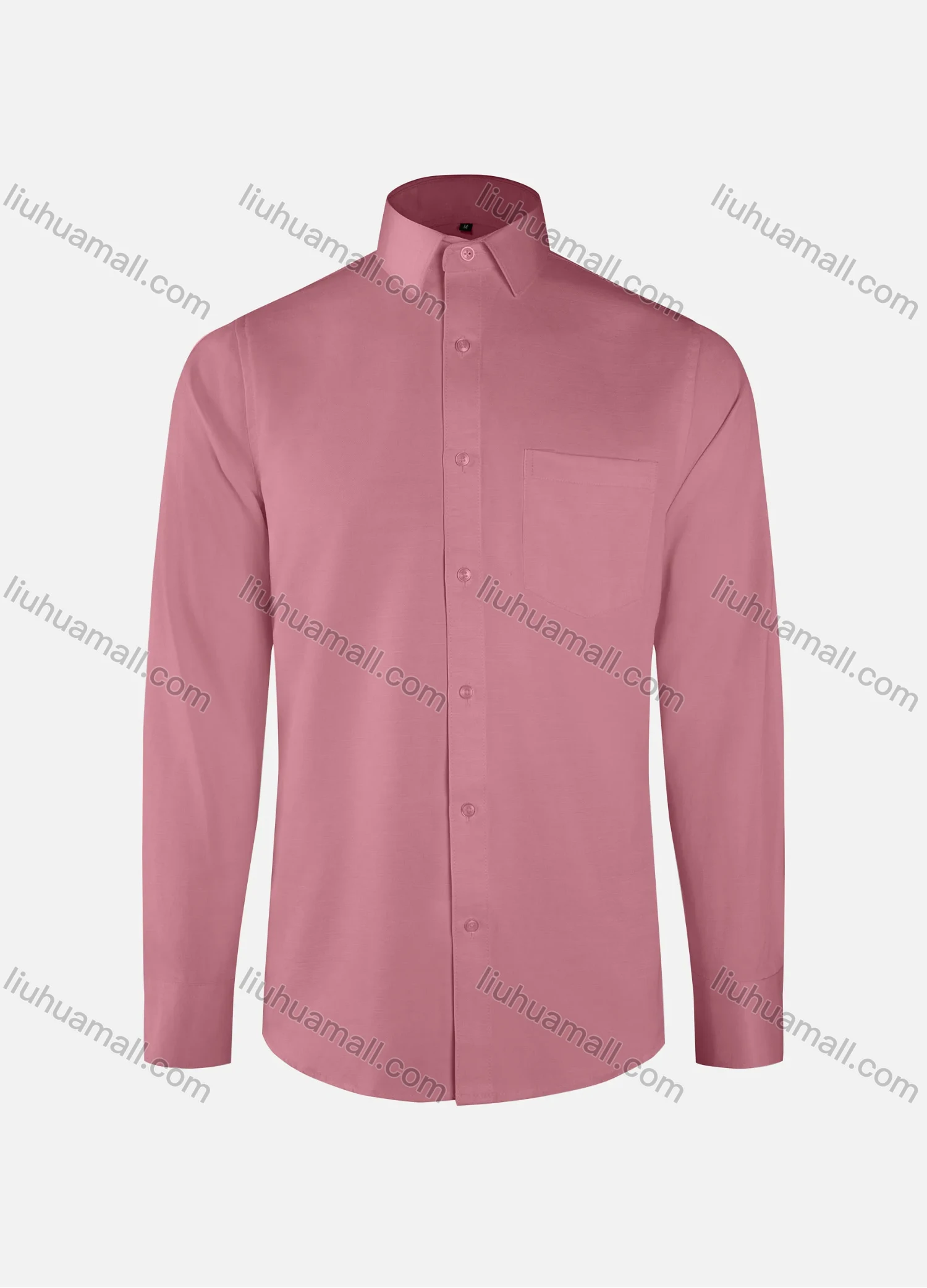 Wholesale Men's Formal Plain Collared Button Down Patch Pocket Long Sleeve Shirts - Liuhuamall