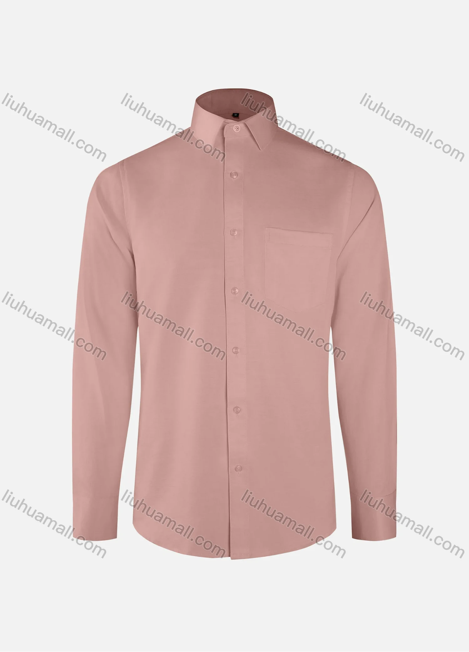 Wholesale Men's Formal Plain Collared Button Down Patch Pocket Long Sleeve Shirts - Liuhuamall