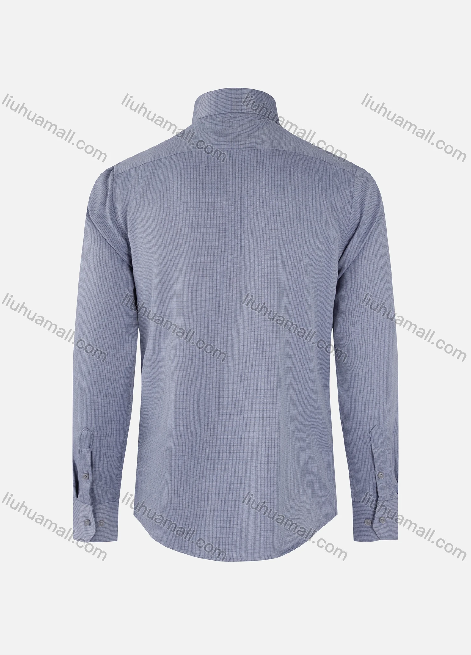 Wholesale Men's Business Plain Plaid Texture Collared Button Down Patch Pocket Long Sleeve Shirts - Liuhuamall