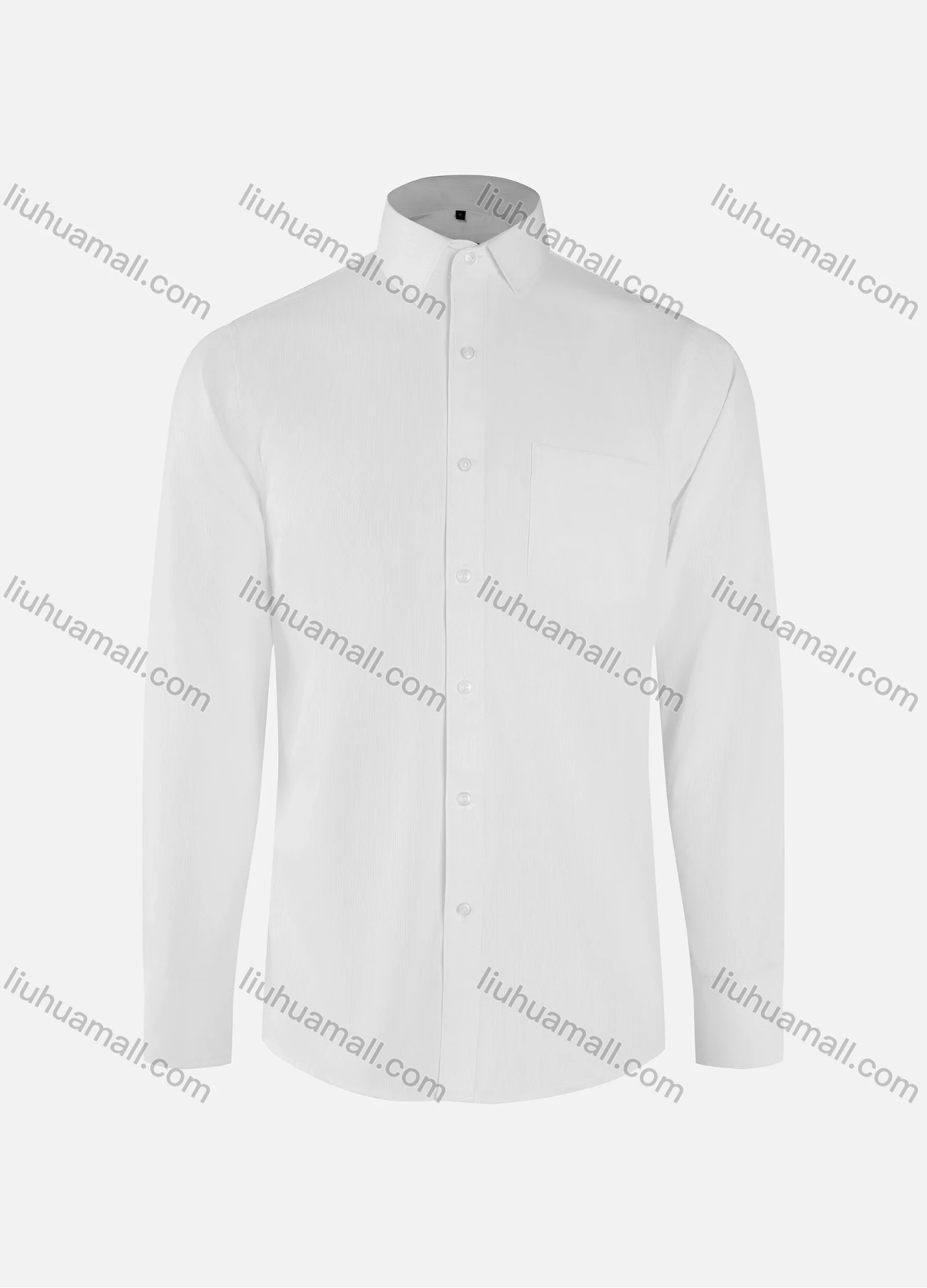 Wholesale Men's Formal Plain Collared Button Down Patch Pocket Long Sleeve Shirts - Liuhuamall