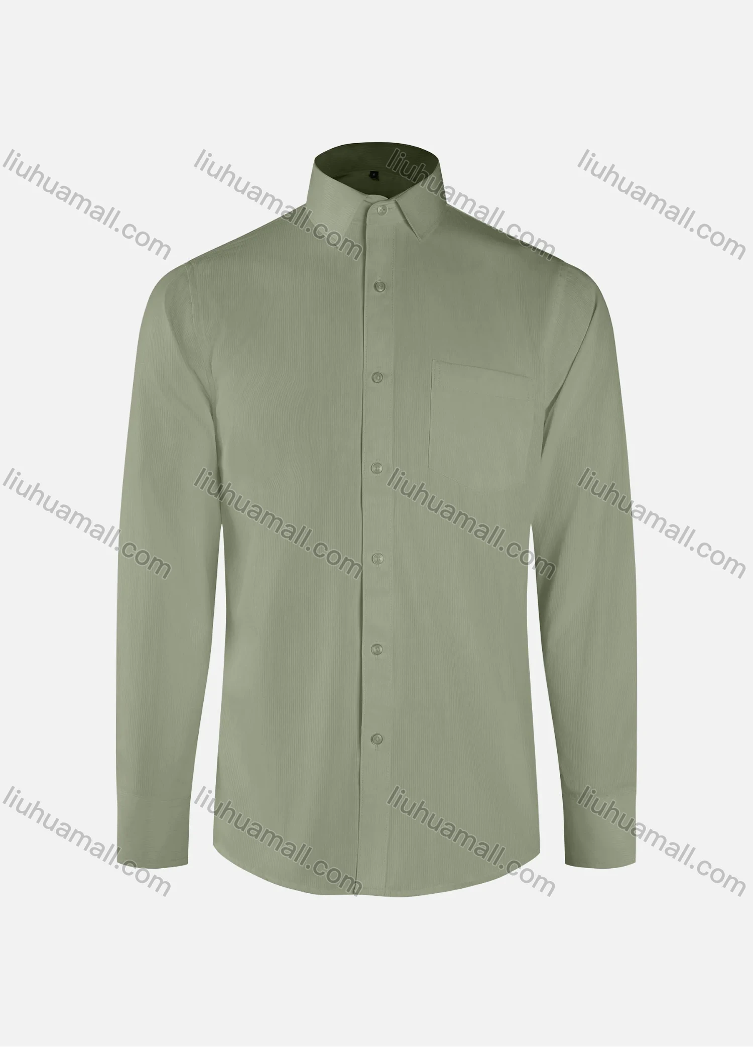 Wholesale Men's Formal Plain Collared Button Down Patch Pocket Long Sleeve Shirts - Liuhuamall