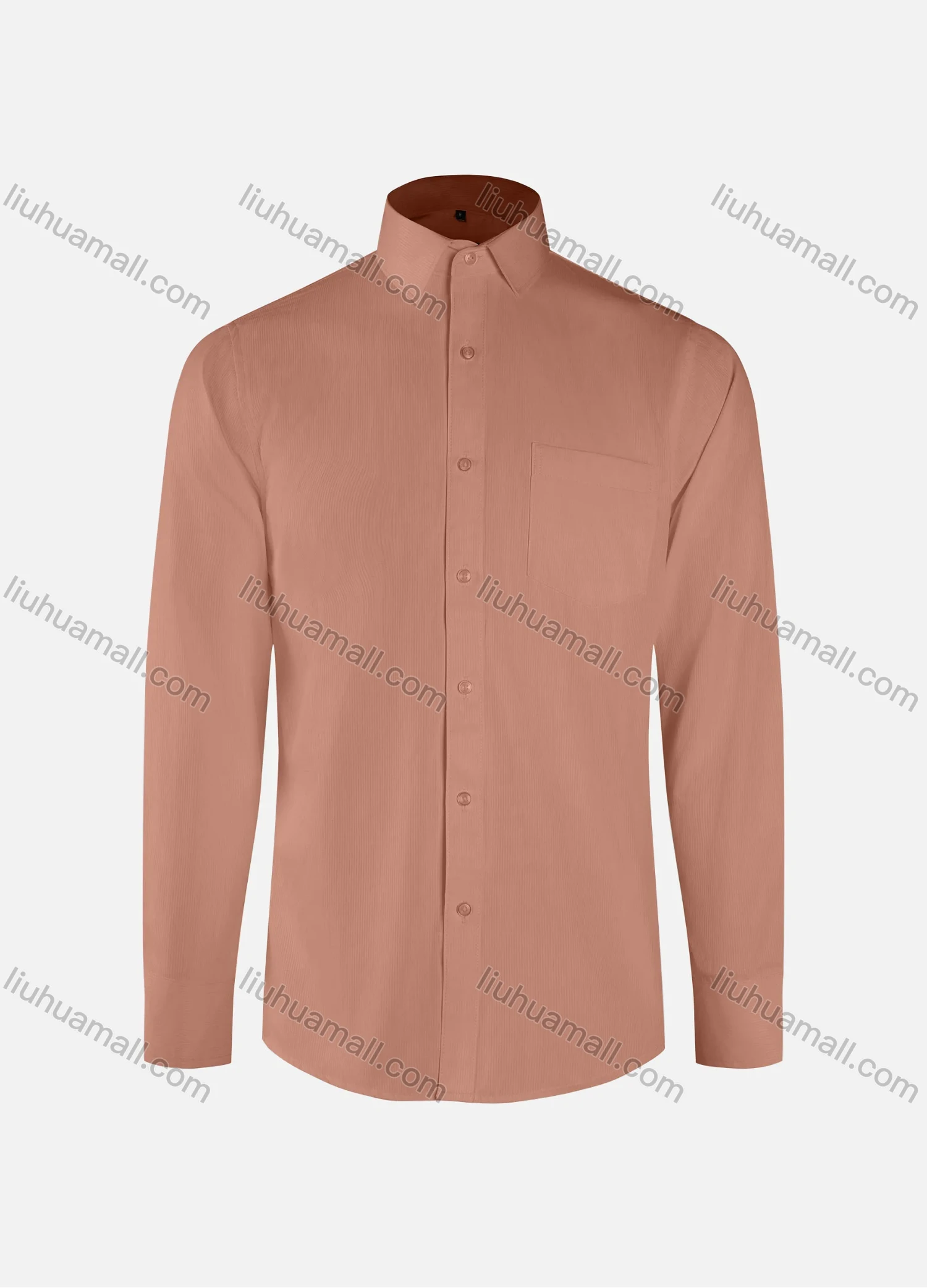 Wholesale Men's Formal Plain Collared Button Down Patch Pocket Long Sleeve Shirts - Liuhuamall