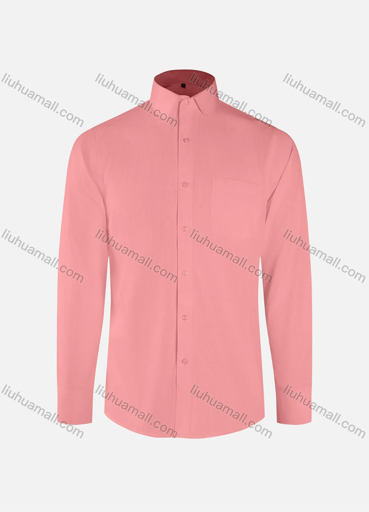 Wholesale Men's Formal Plain Collared Button Down Patch Pocket Long Sleeve Shirts - Liuhuamall