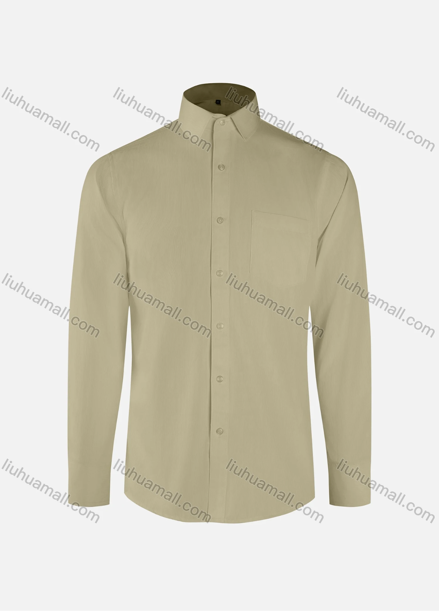Wholesale Men's Formal Plain Collared Button Down Patch Pocket Long Sleeve Shirts - Liuhuamall