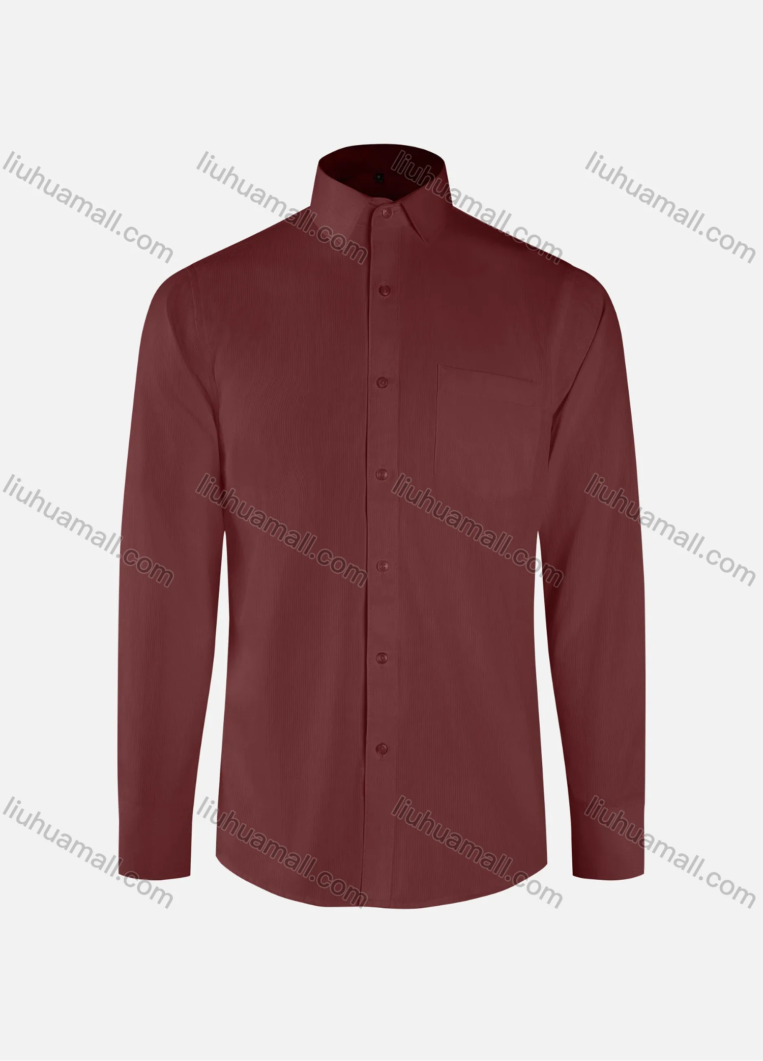 Wholesale Men's Formal Plain Collared Button Down Patch Pocket Long Sleeve Shirts - Liuhuamall