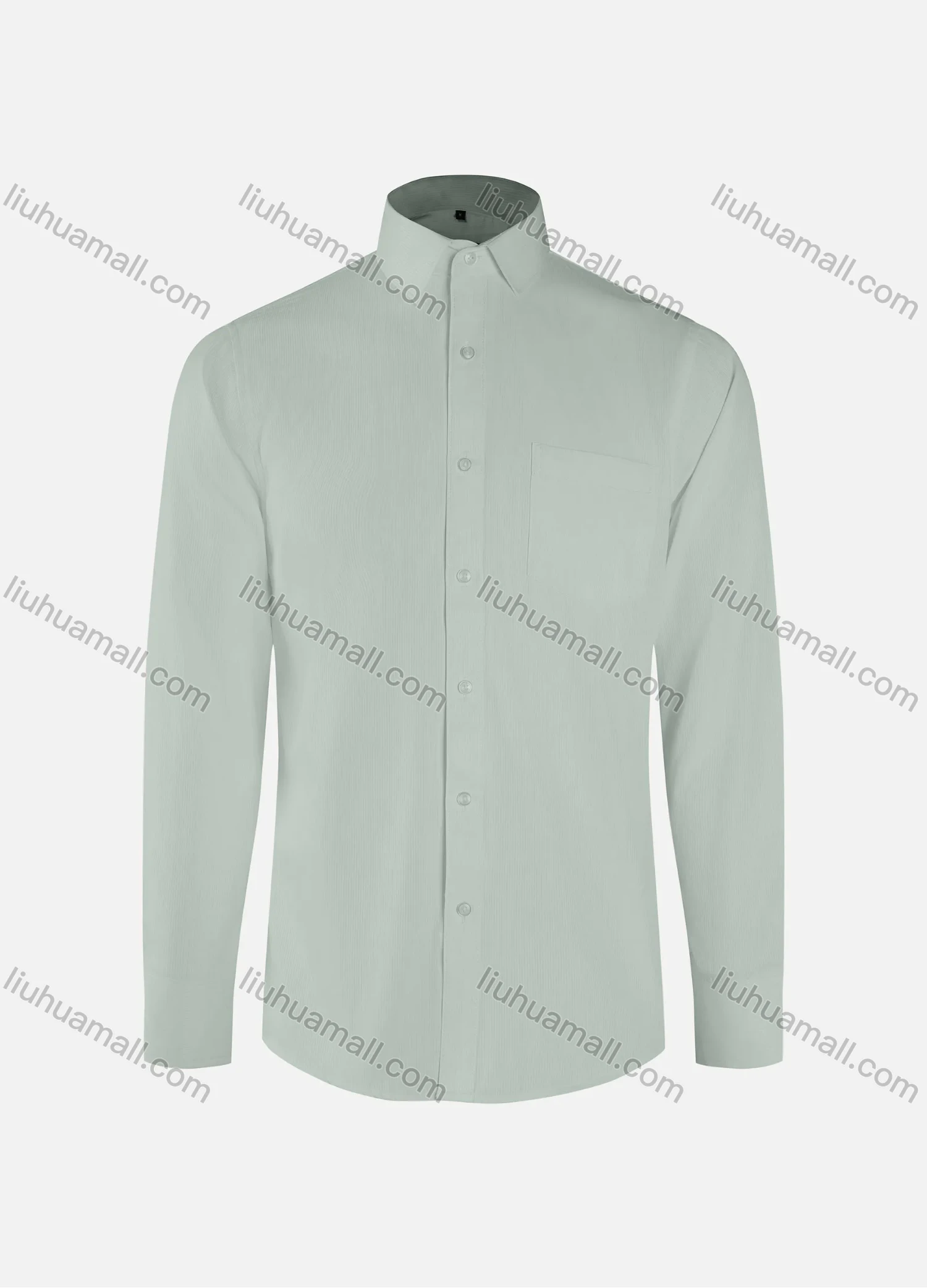Wholesale Men's Formal Plain Collared Button Down Patch Pocket Long Sleeve Shirts - Liuhuamall