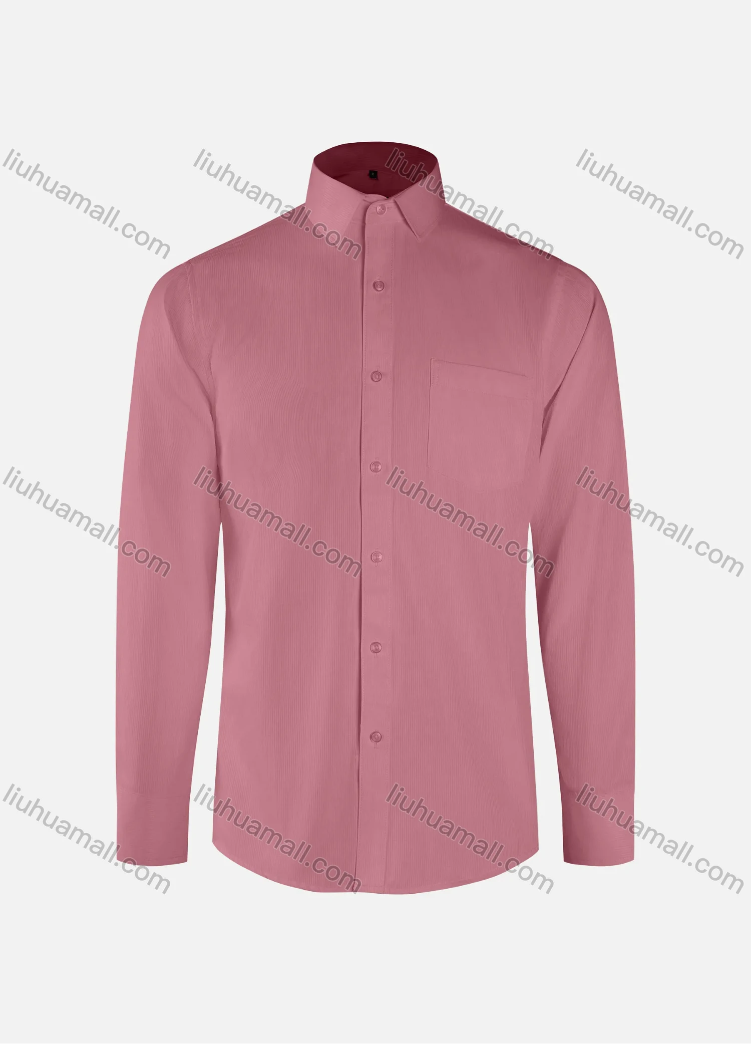 Wholesale Men's Formal Plain Collared Button Down Patch Pocket Long Sleeve Shirts - Liuhuamall