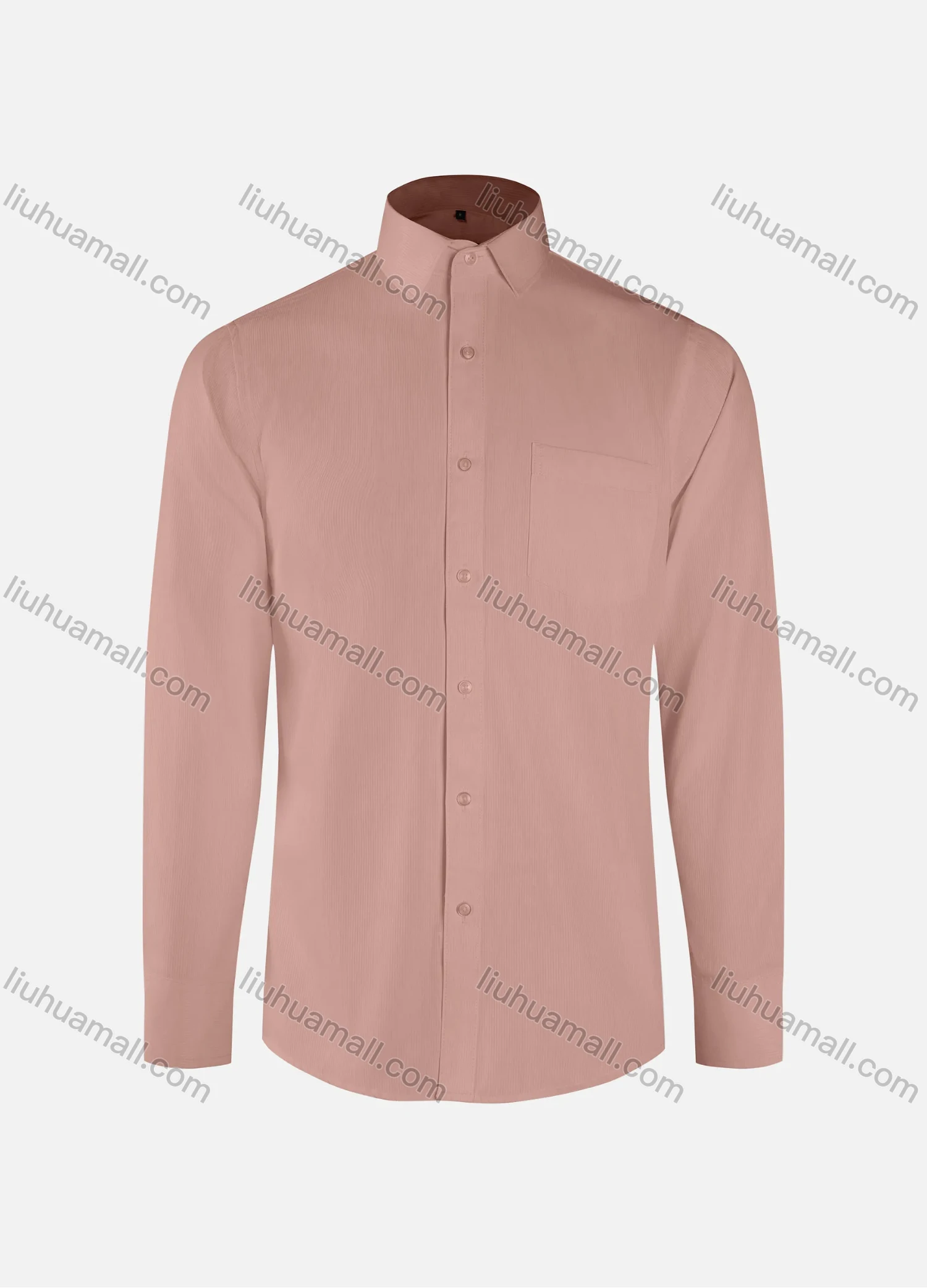 Wholesale Men's Formal Plain Collared Button Down Patch Pocket Long Sleeve Shirts - Liuhuamall