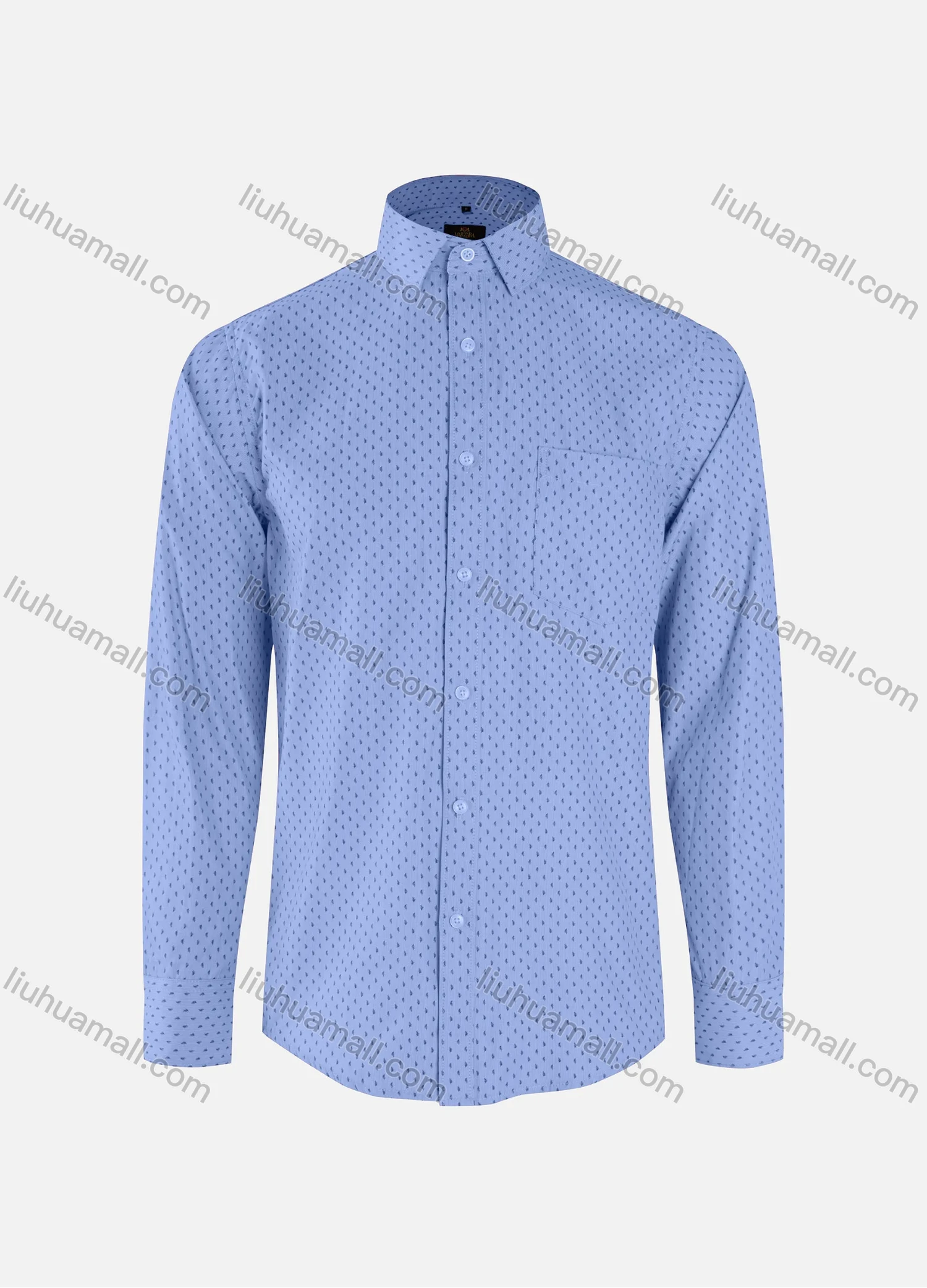 Wholesale Men's Fashion Allover Print Collared Button Down Patch Pocket Long Sleeve Shirts - Liuhuamall
