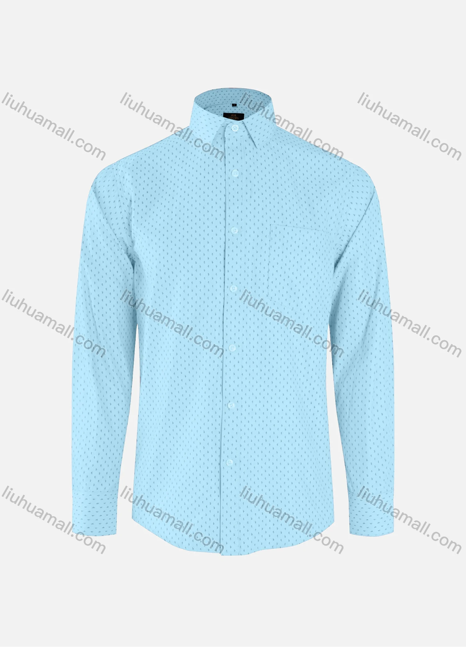Wholesale Men's Fashion Allover Print Collared Button Down Patch Pocket Long Sleeve Shirts - Liuhuamall