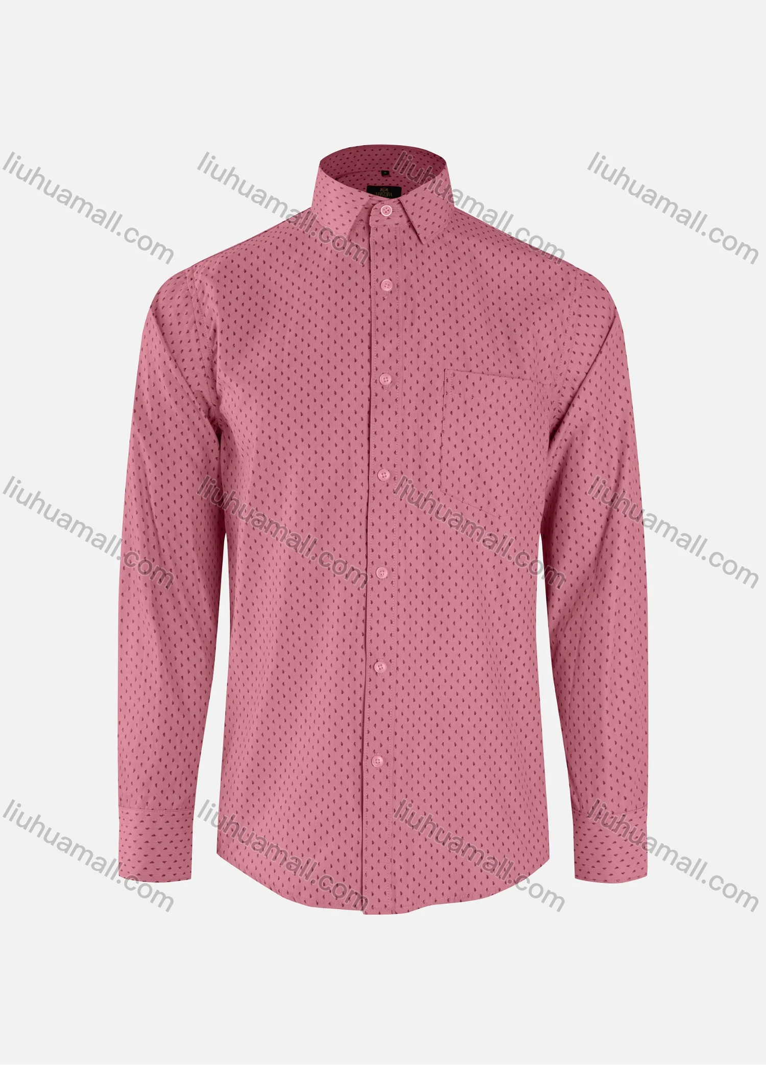 Wholesale Men's Fashion Allover Print Collared Button Down Patch Pocket Long Sleeve Shirts - Liuhuamall