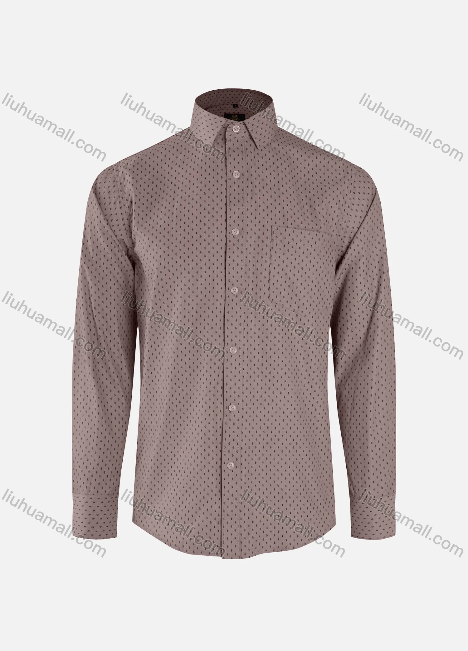 Wholesale Men's Fashion Allover Print Collared Button Down Patch Pocket Long Sleeve Shirts - Liuhuamall