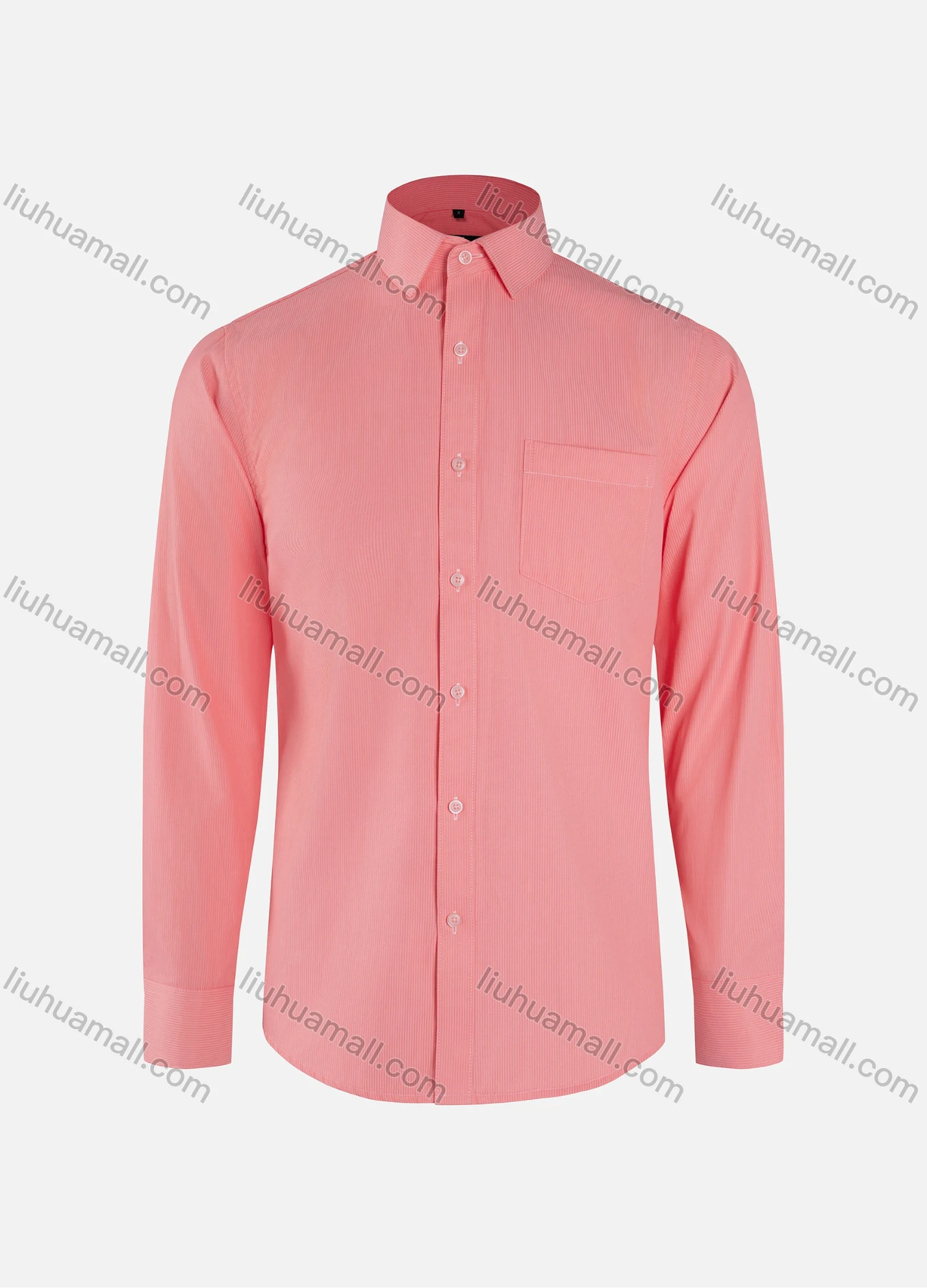 Wholesale Men's Formal Plain Striped Collared Button Down Patch Pocket Long Sleeve Shirts - Liuhuamall