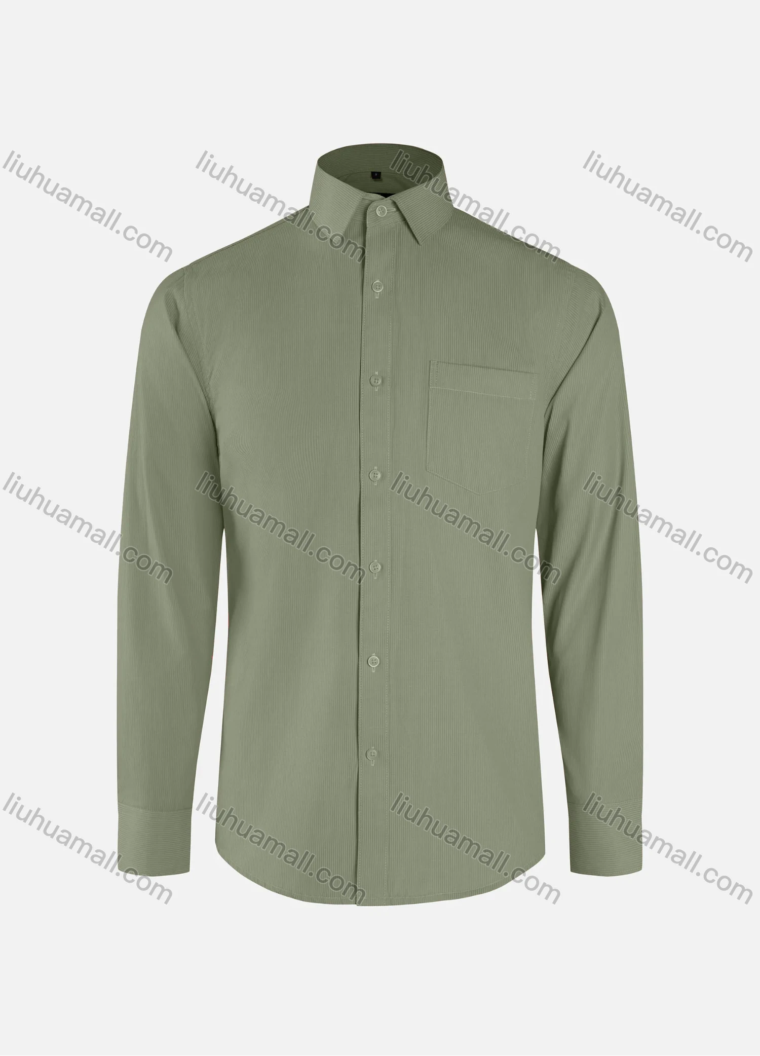 Wholesale Men's Formal Plain Striped Collared Button Down Patch Pocket Long Sleeve Shirts - Liuhuamall