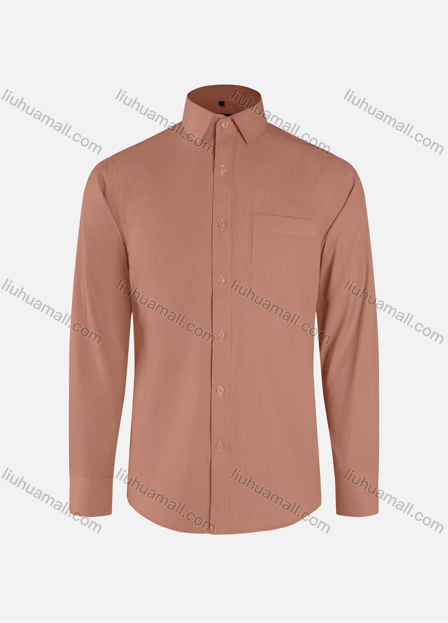 Wholesale Men's Formal Plain Striped Collared Button Down Patch Pocket Long Sleeve Shirts - Liuhuamall