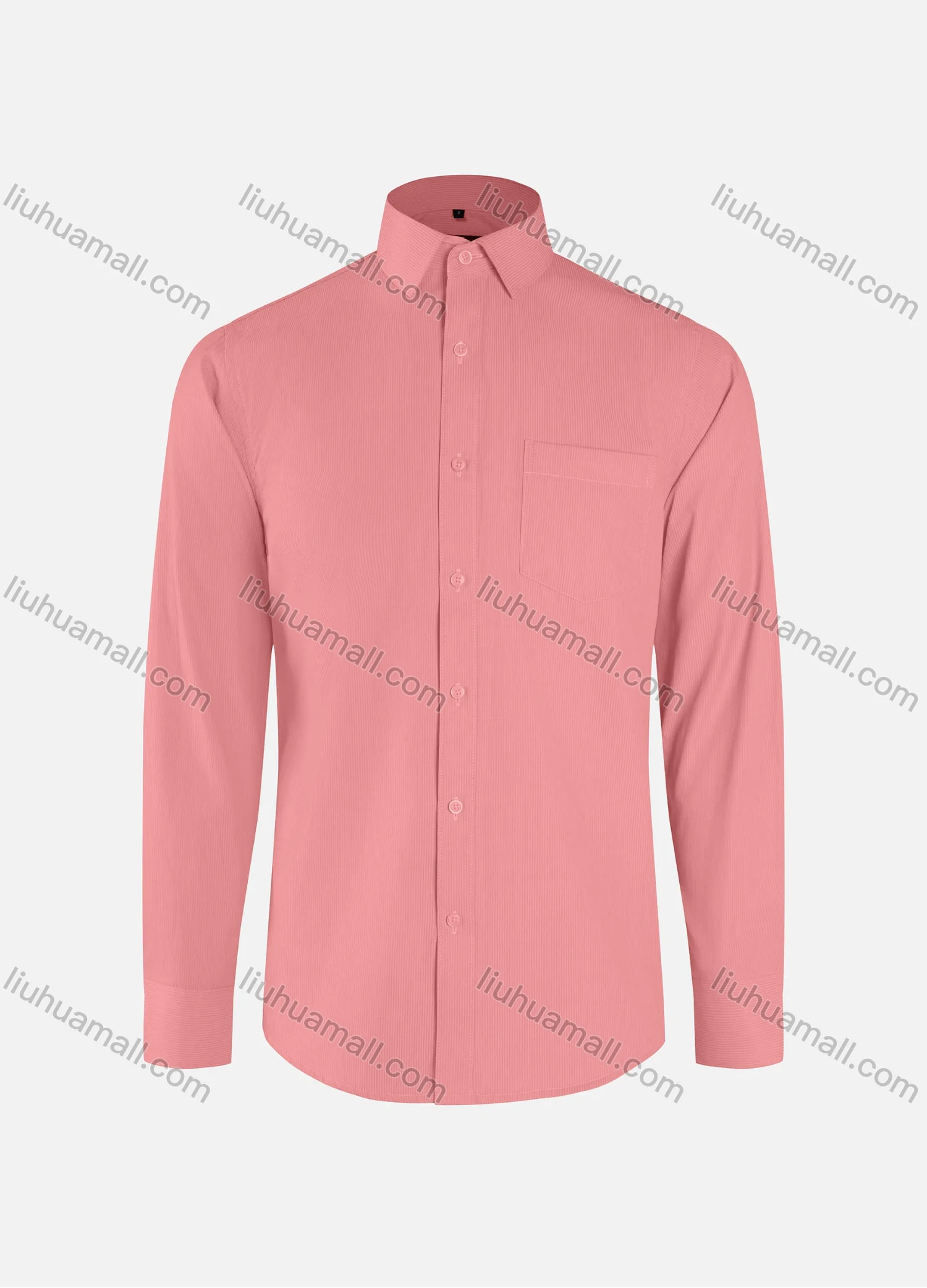 Wholesale Men's Formal Plain Striped Collared Button Down Patch Pocket Long Sleeve Shirts - Liuhuamall