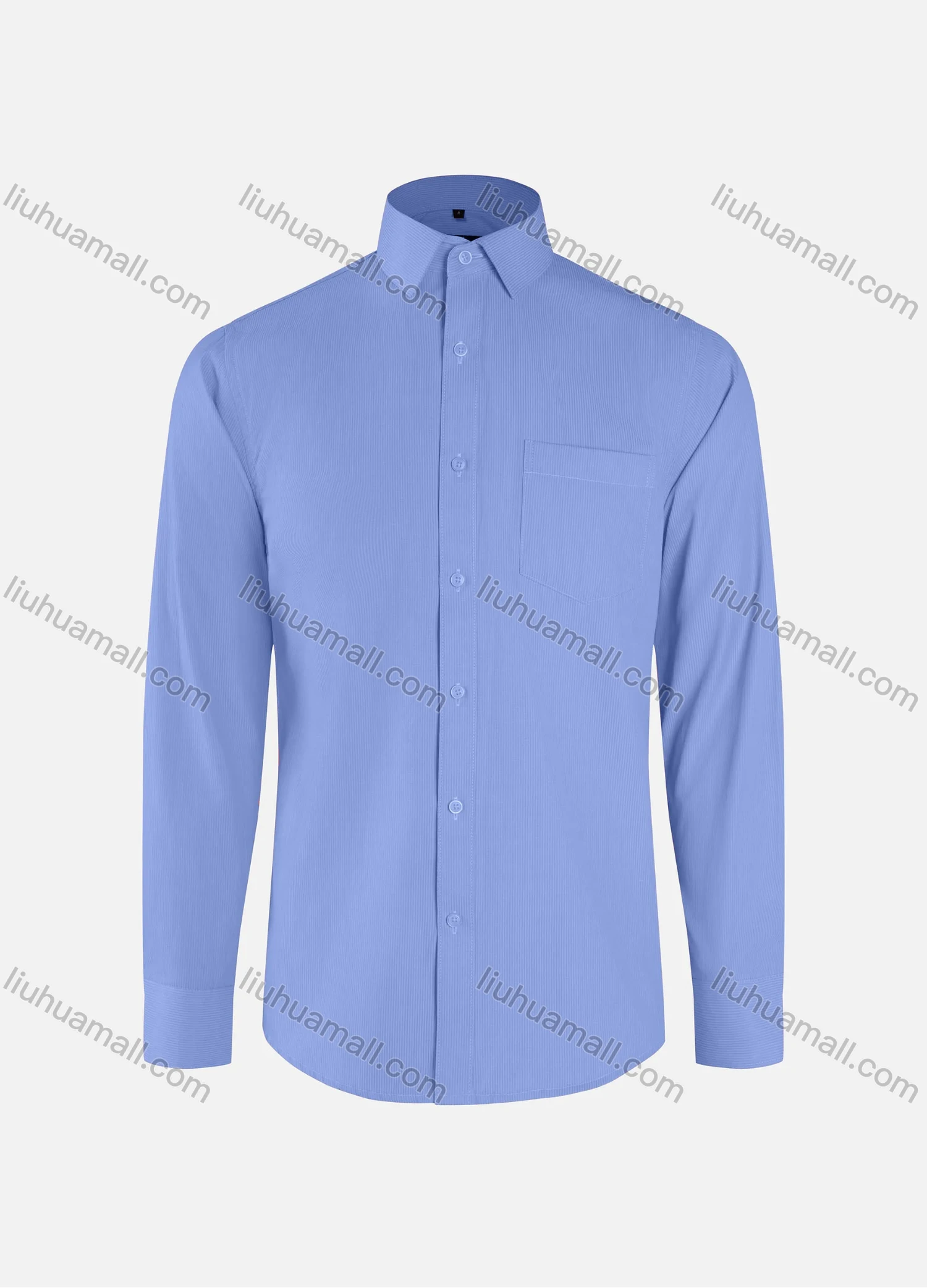 Wholesale Men's Formal Plain Striped Collared Button Down Patch Pocket Long Sleeve Shirts - Liuhuamall