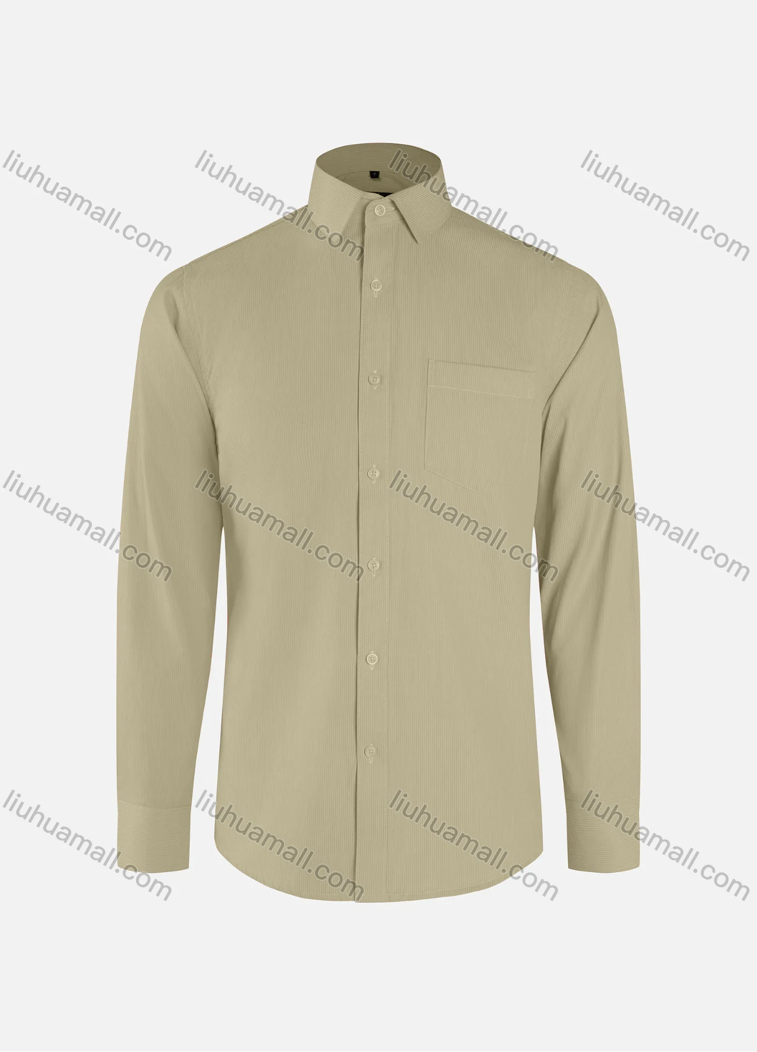 Wholesale Men's Formal Plain Striped Collared Button Down Patch Pocket Long Sleeve Shirts - Liuhuamall
