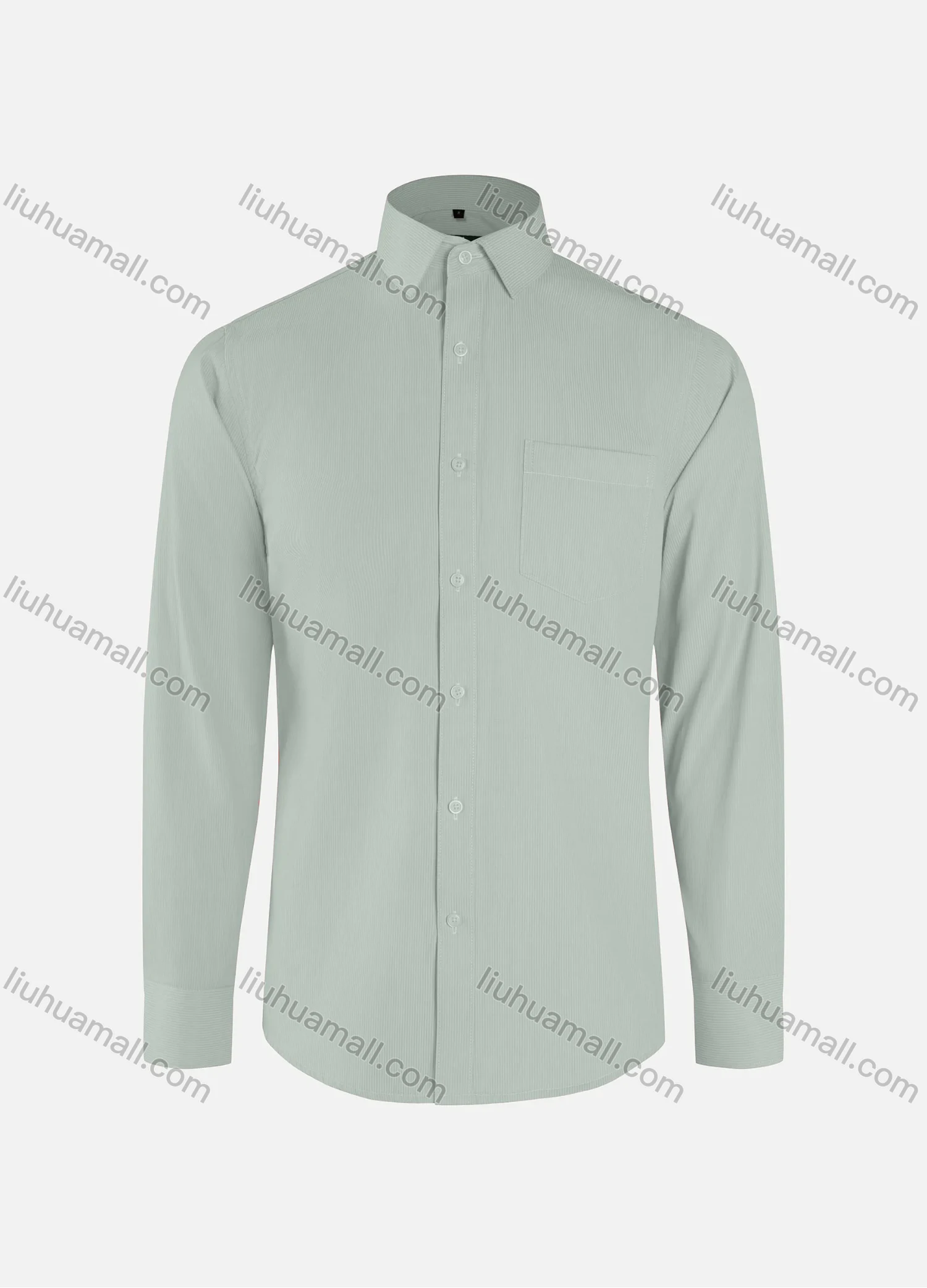 Wholesale Men's Formal Plain Striped Collared Button Down Patch Pocket Long Sleeve Shirts - Liuhuamall