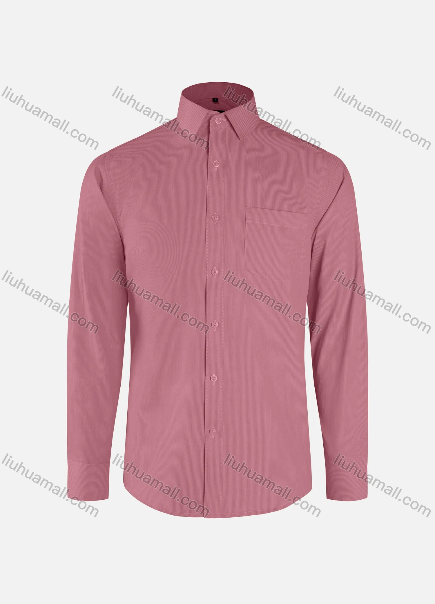 Wholesale Men's Formal Plain Striped Collared Button Down Patch Pocket Long Sleeve Shirts - Liuhuamall
