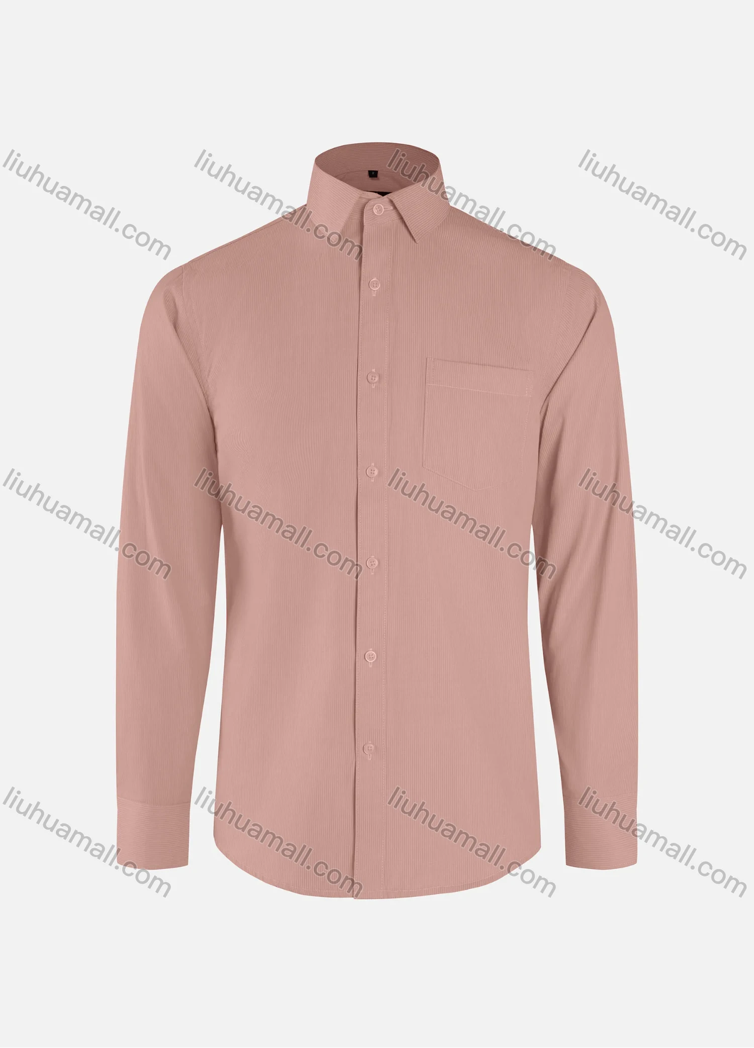Wholesale Men's Formal Plain Striped Collared Button Down Patch Pocket Long Sleeve Shirts - Liuhuamall