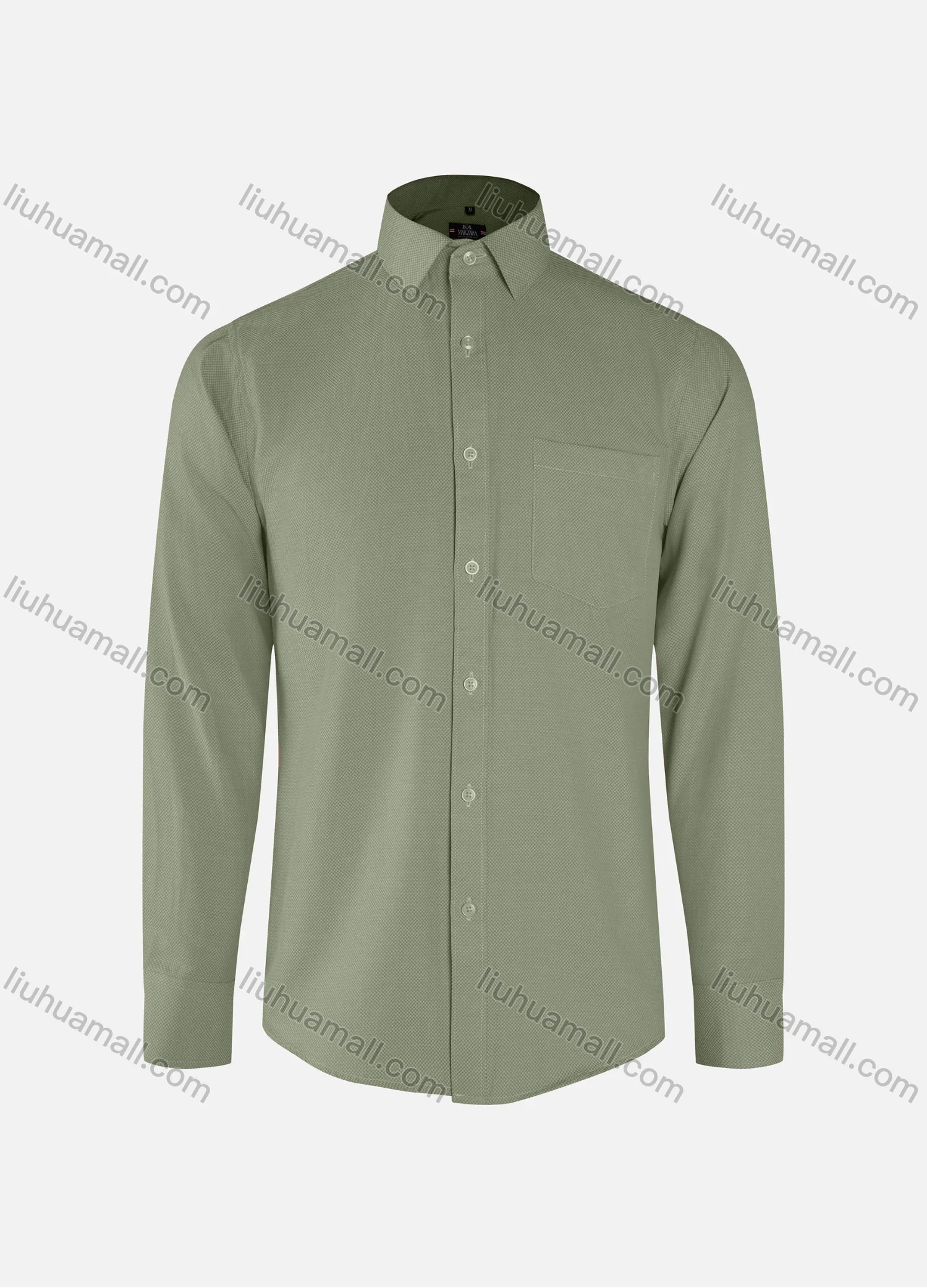 Wholesale Men's Business Plain Collared Button Down Patch Pocket Long Sleeve Shirts - Liuhuamall