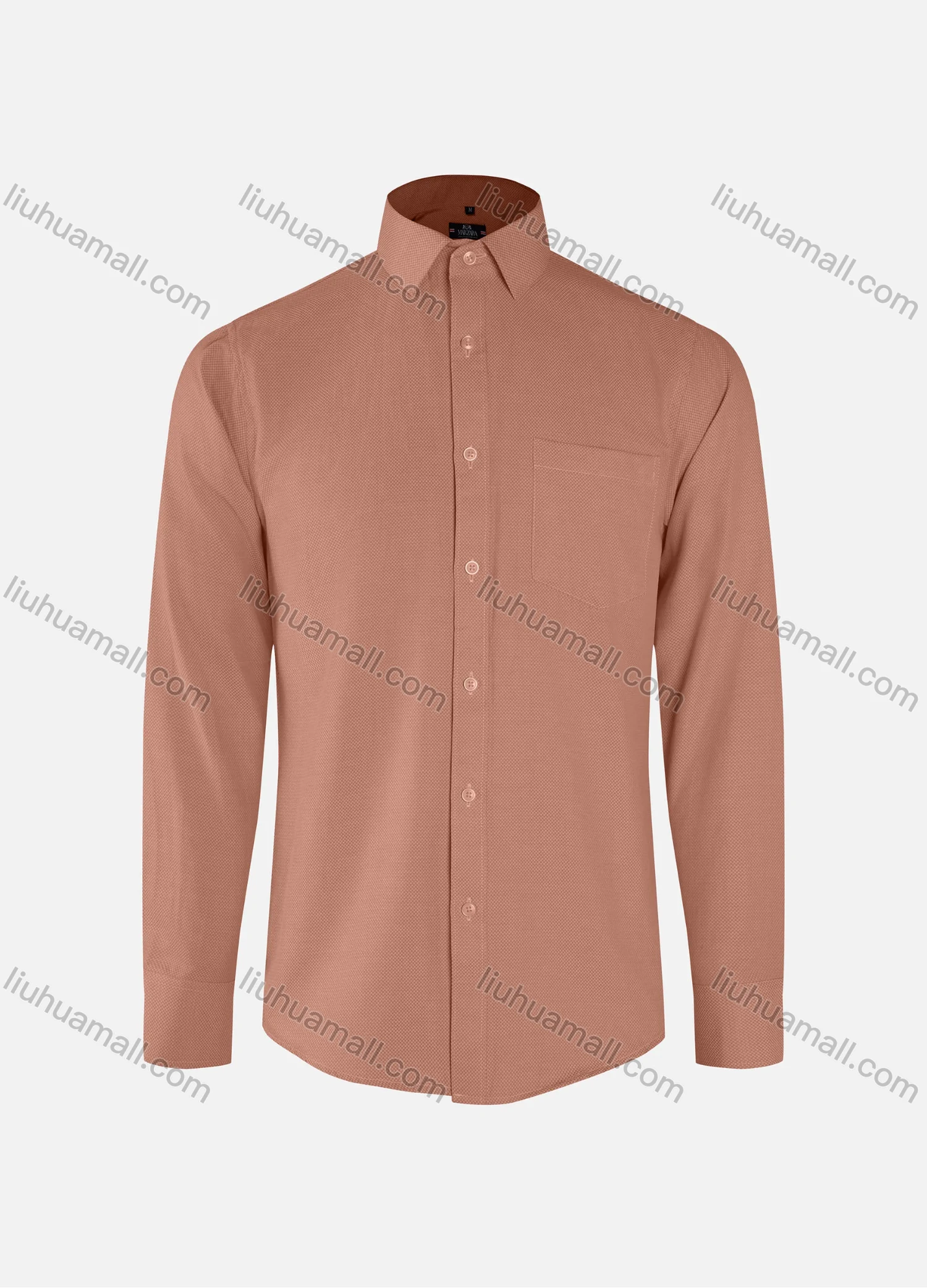 Wholesale Men's Business Plain Collared Button Down Patch Pocket Long Sleeve Shirts - Liuhuamall