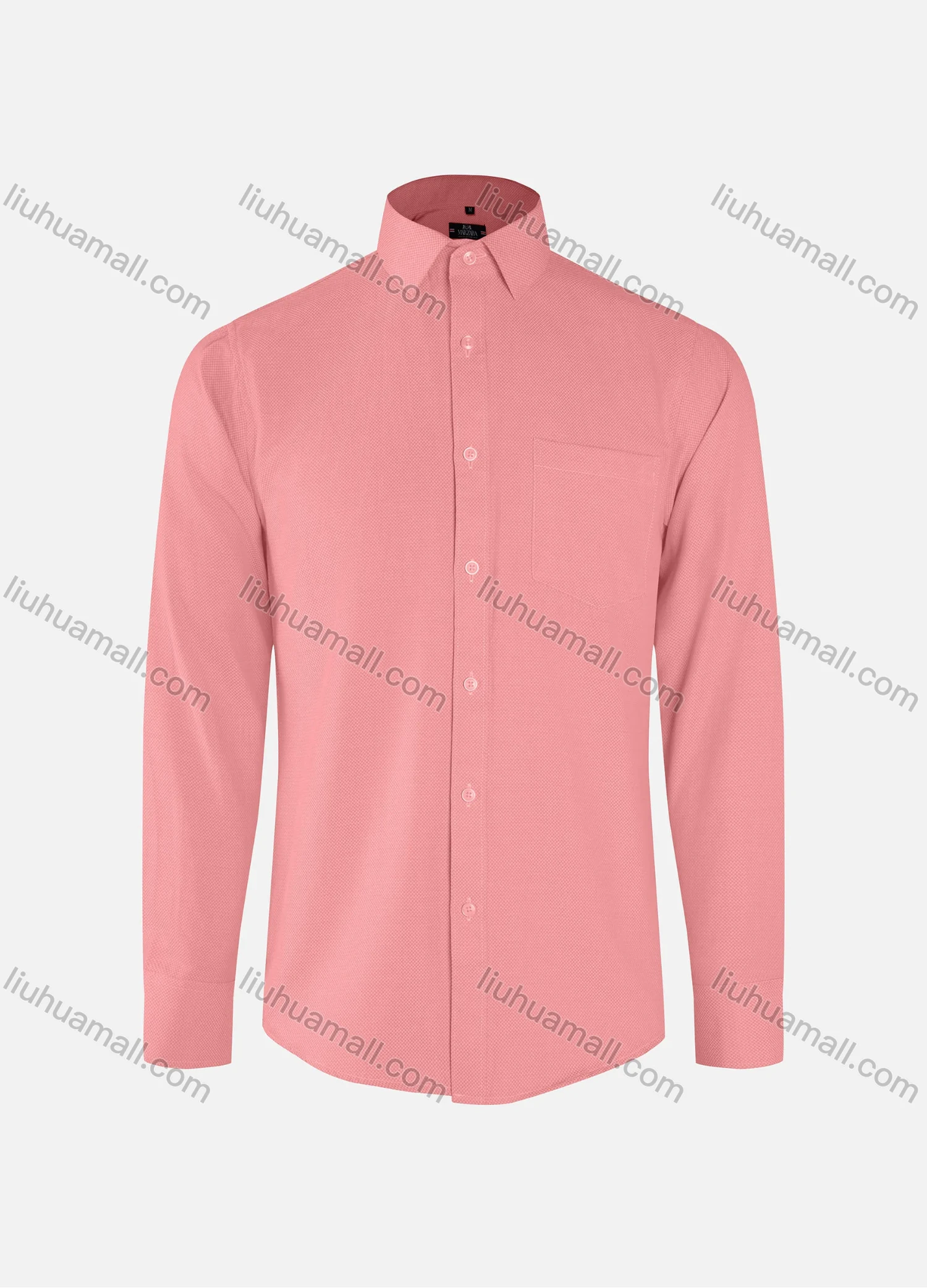 Wholesale Men's Business Plain Collared Button Down Patch Pocket Long Sleeve Shirts - Liuhuamall