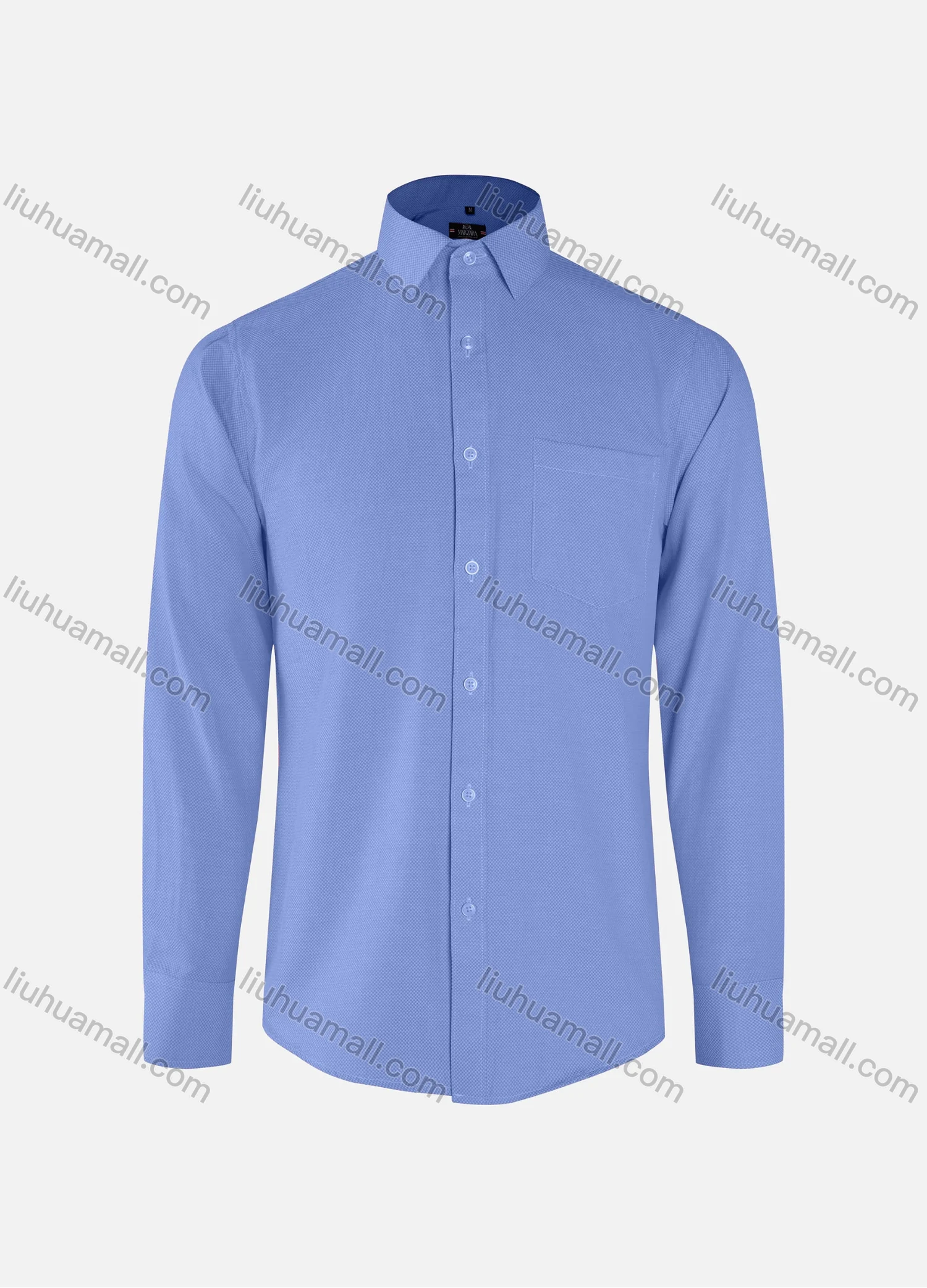 Wholesale Men's Business Plain Collared Button Down Patch Pocket Long Sleeve Shirts - Liuhuamall