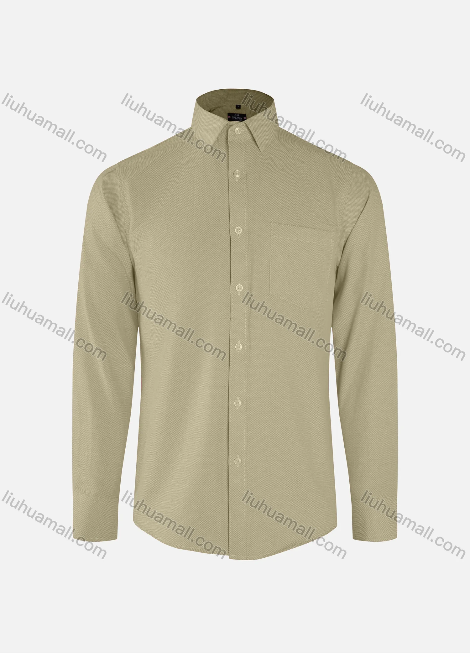 Wholesale Men's Business Plain Collared Button Down Patch Pocket Long Sleeve Shirts - Liuhuamall