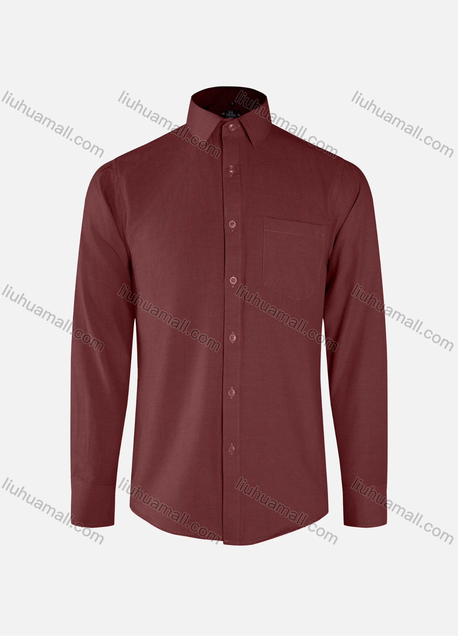 Wholesale Men's Business Plain Collared Button Down Patch Pocket Long Sleeve Shirts - Liuhuamall