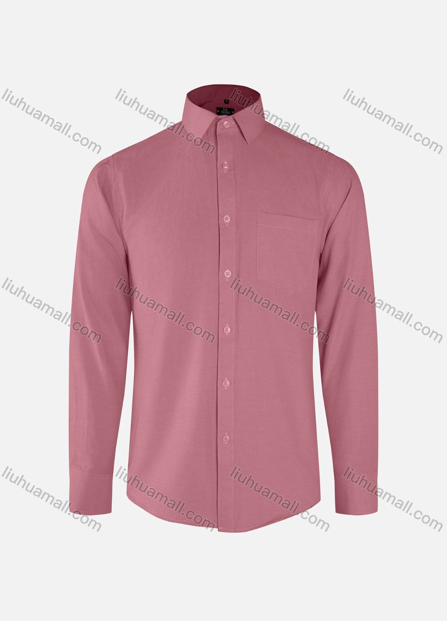 Wholesale Men's Business Plain Collared Button Down Patch Pocket Long Sleeve Shirts - Liuhuamall