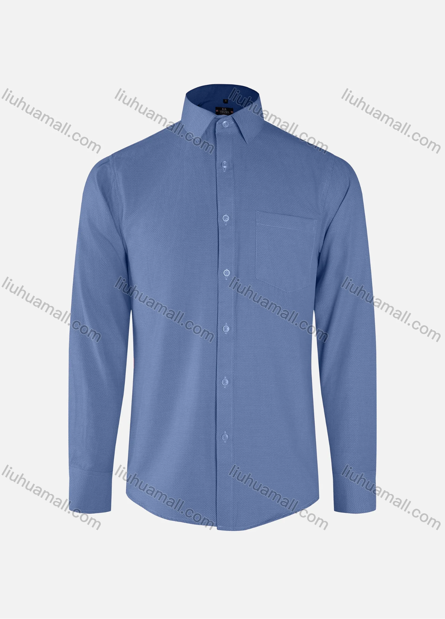 Wholesale Men's Business Plain Collared Button Down Patch Pocket Long Sleeve Shirts - Liuhuamall
