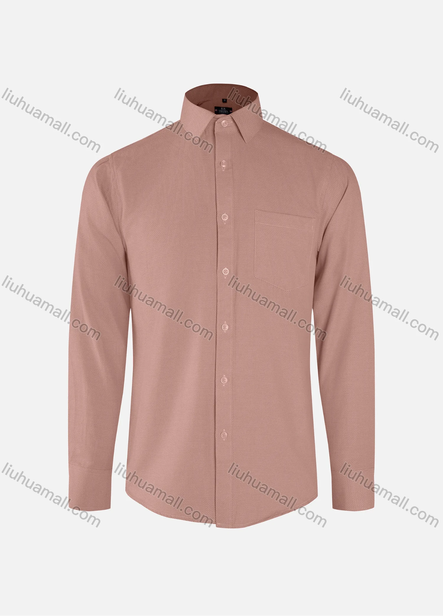 Wholesale Men's Business Plain Collared Button Down Patch Pocket Long Sleeve Shirts - Liuhuamall