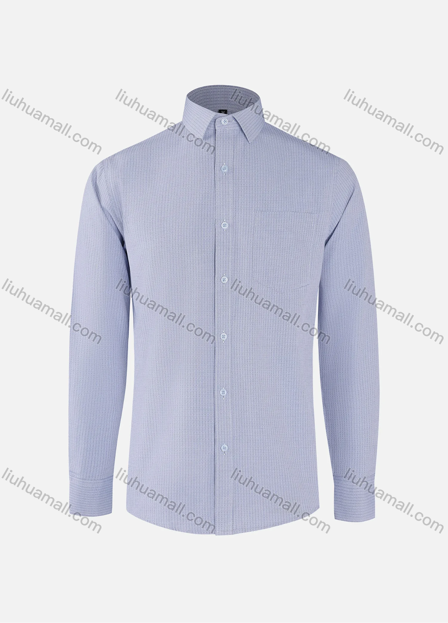 Wholesale Men's Fashion Allover Print Collared Button Down Patch Pocket Long Sleeve Shirts - Liuhuamall