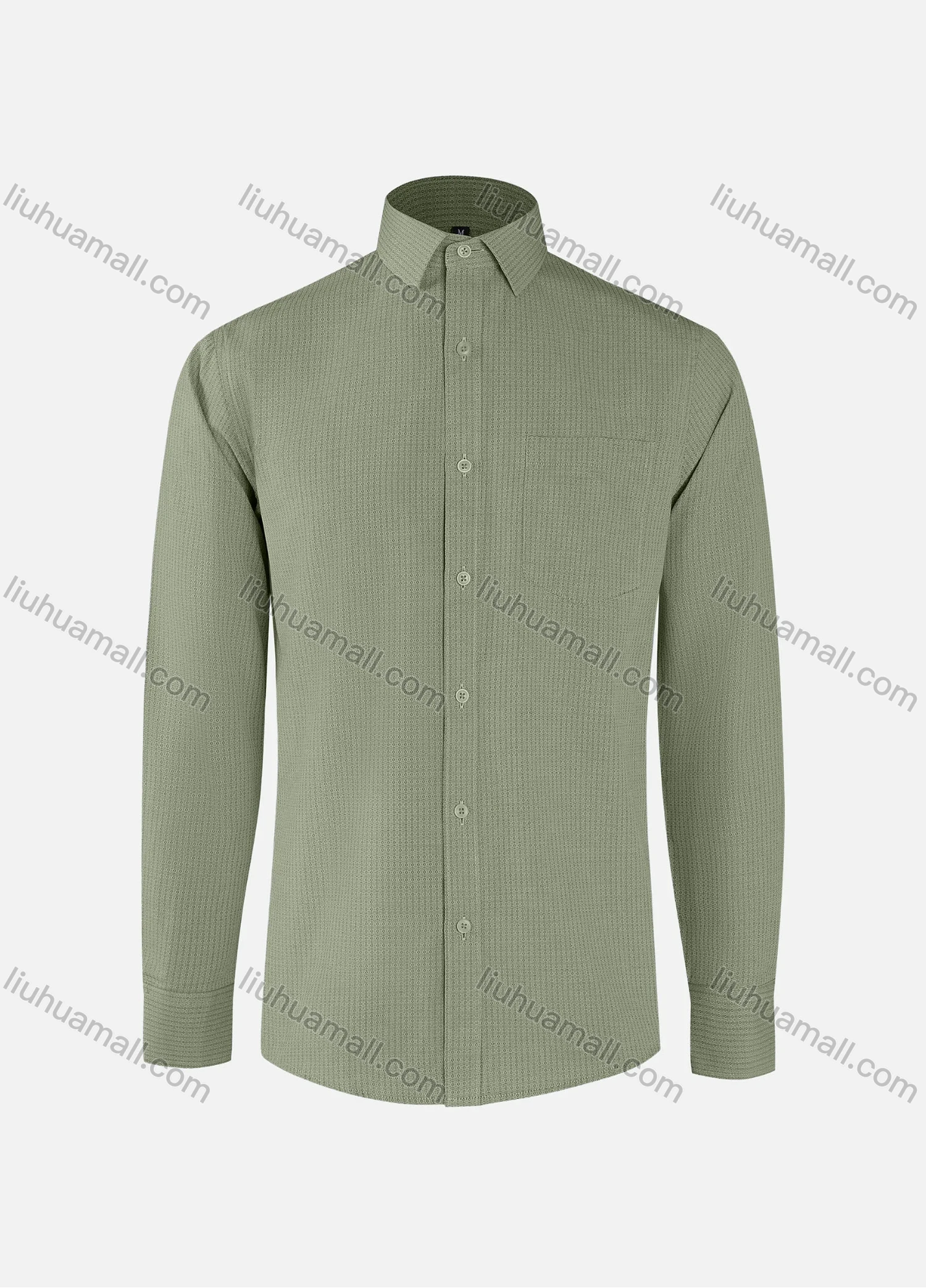 Wholesale Men's Fashion Allover Print Collared Button Down Patch Pocket Long Sleeve Shirts - Liuhuamall