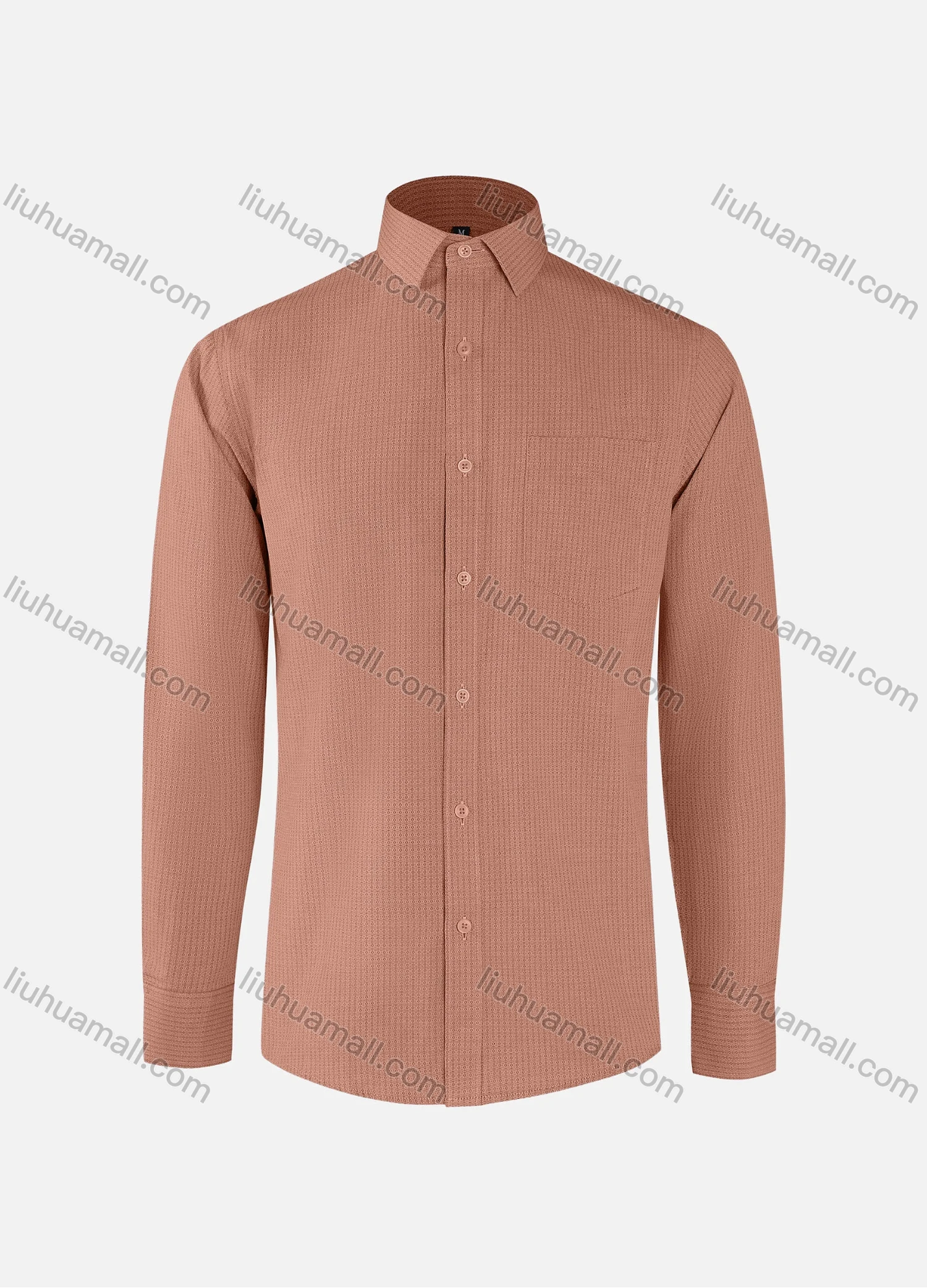 Wholesale Men's Fashion Allover Print Collared Button Down Patch Pocket Long Sleeve Shirts - Liuhuamall