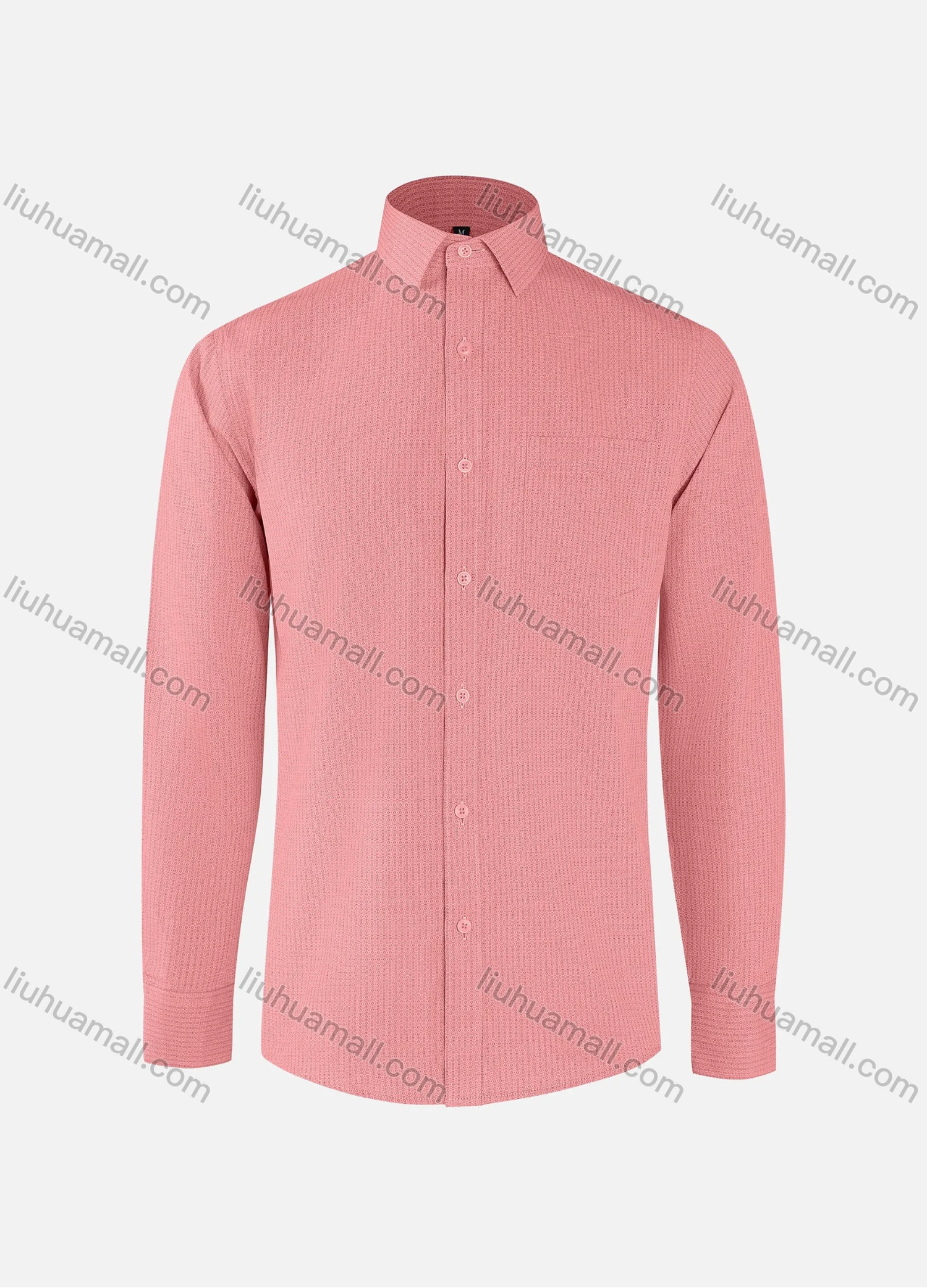 Wholesale Men's Fashion Allover Print Collared Button Down Patch Pocket Long Sleeve Shirts - Liuhuamall