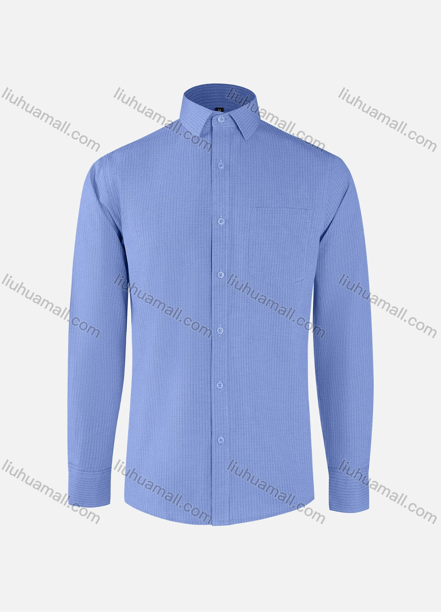 Wholesale Men's Fashion Allover Print Collared Button Down Patch Pocket Long Sleeve Shirts - Liuhuamall