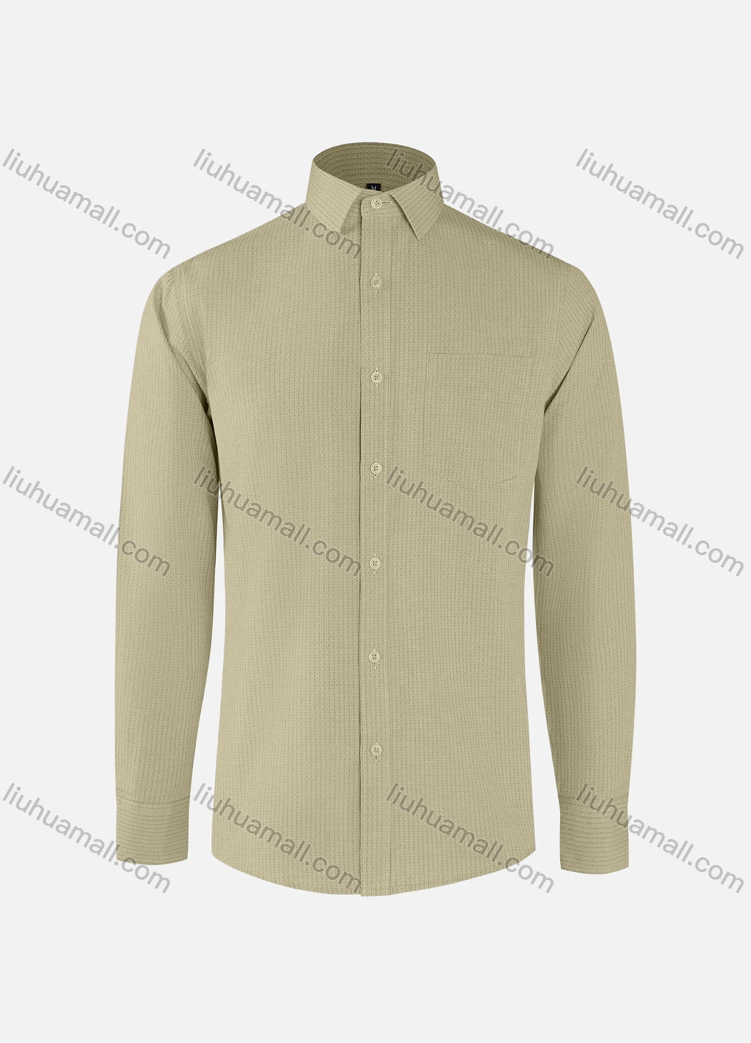 Wholesale Men's Fashion Allover Print Collared Button Down Patch Pocket Long Sleeve Shirts - Liuhuamall